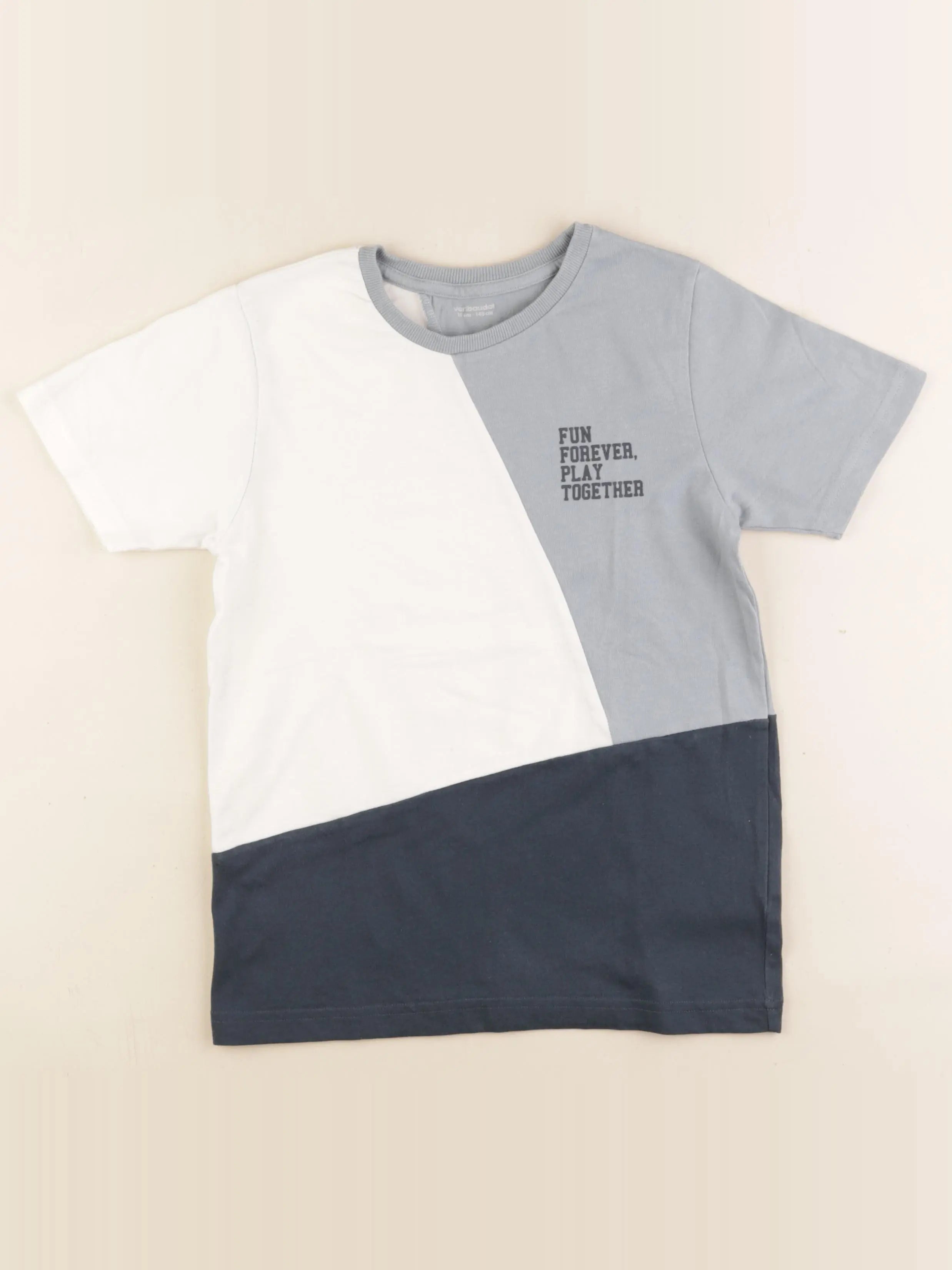 Vertbaudet - tee-shirt beige, bleu - 10 ans