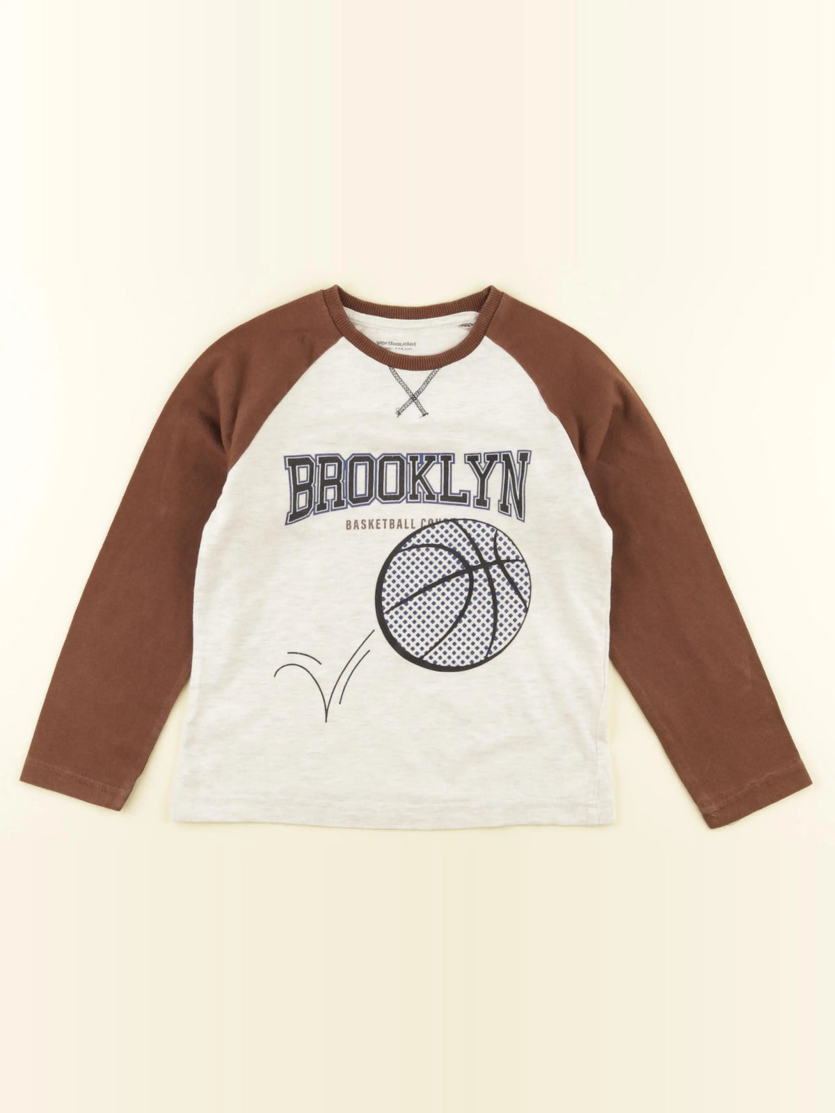 Vertbaudet - tee-shirt gris, marron - 6 ans