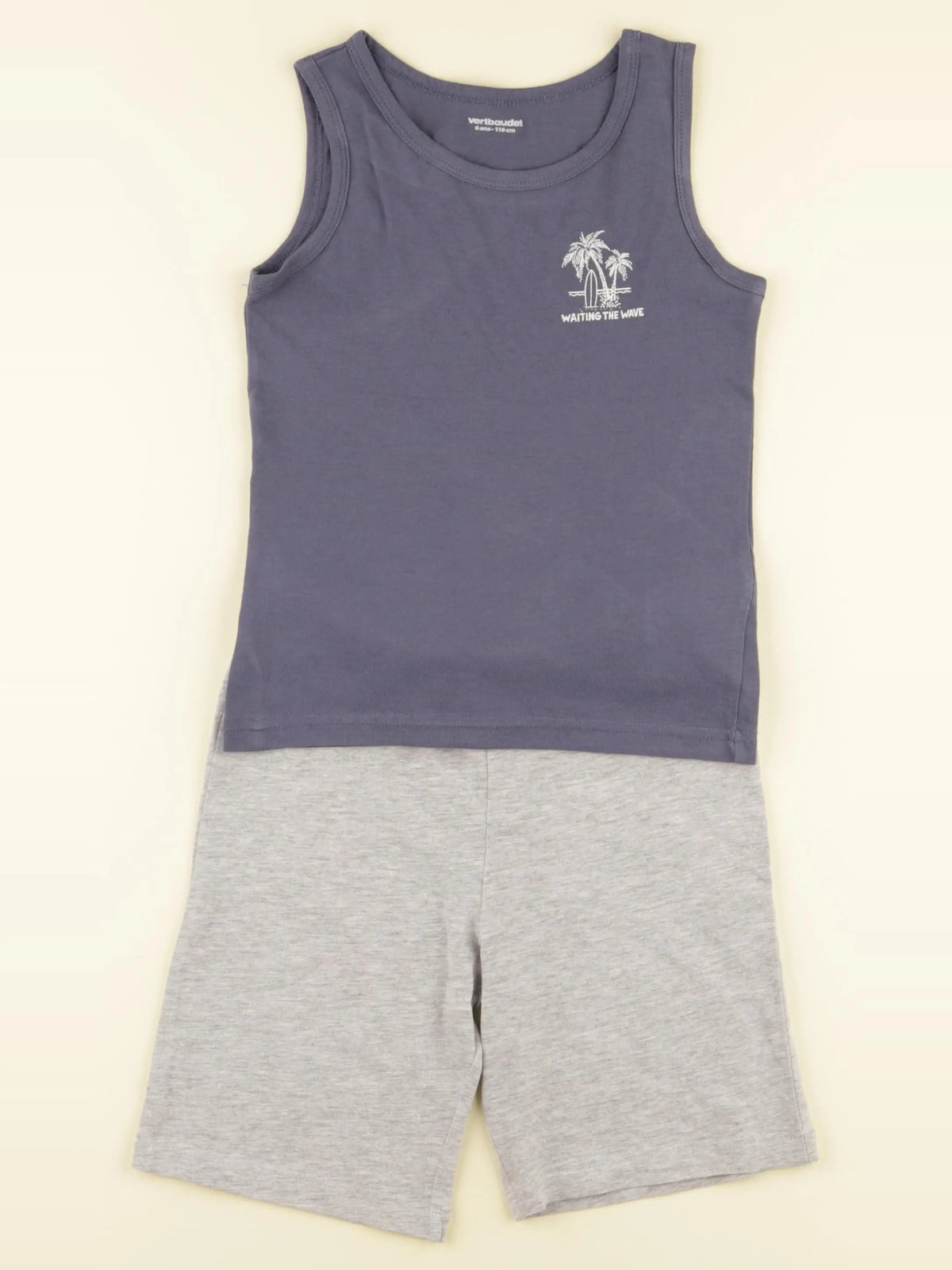 Vertbaudet - pyjama coton bleu, gris - 6 ans