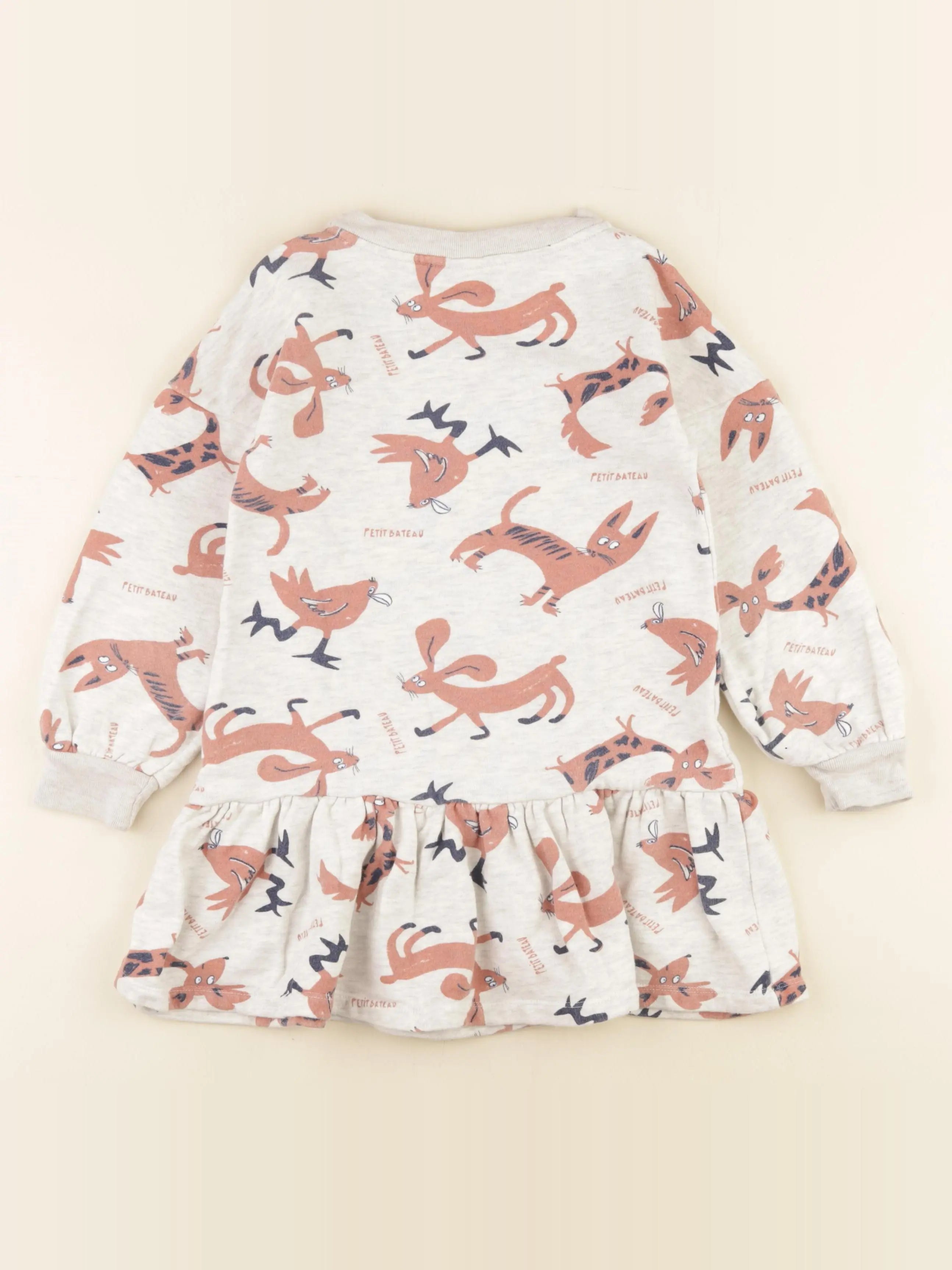 Petit Bateau - robe gris, marron - 6 ans