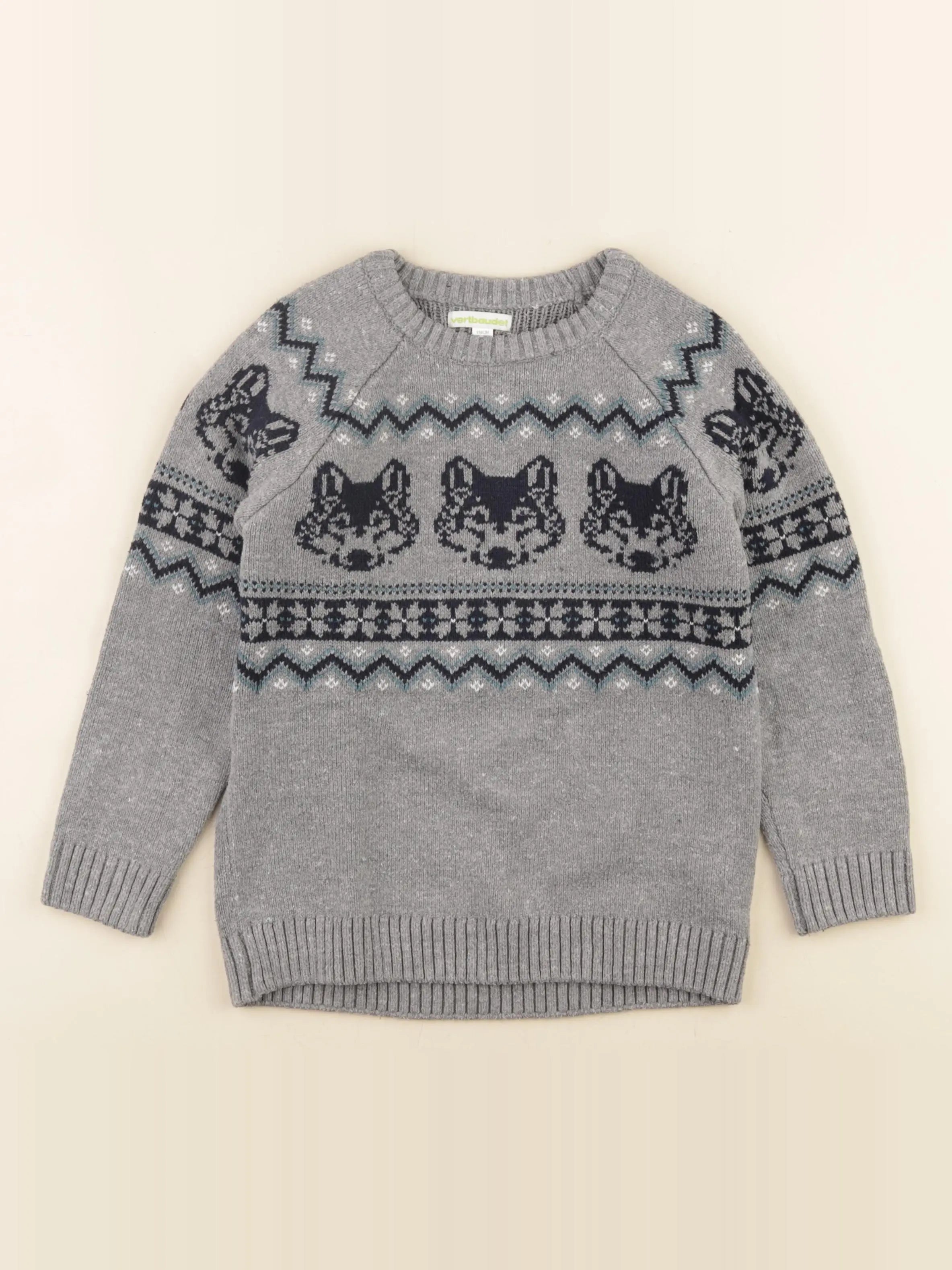 Vertbaudet - pull gris - 6 ans