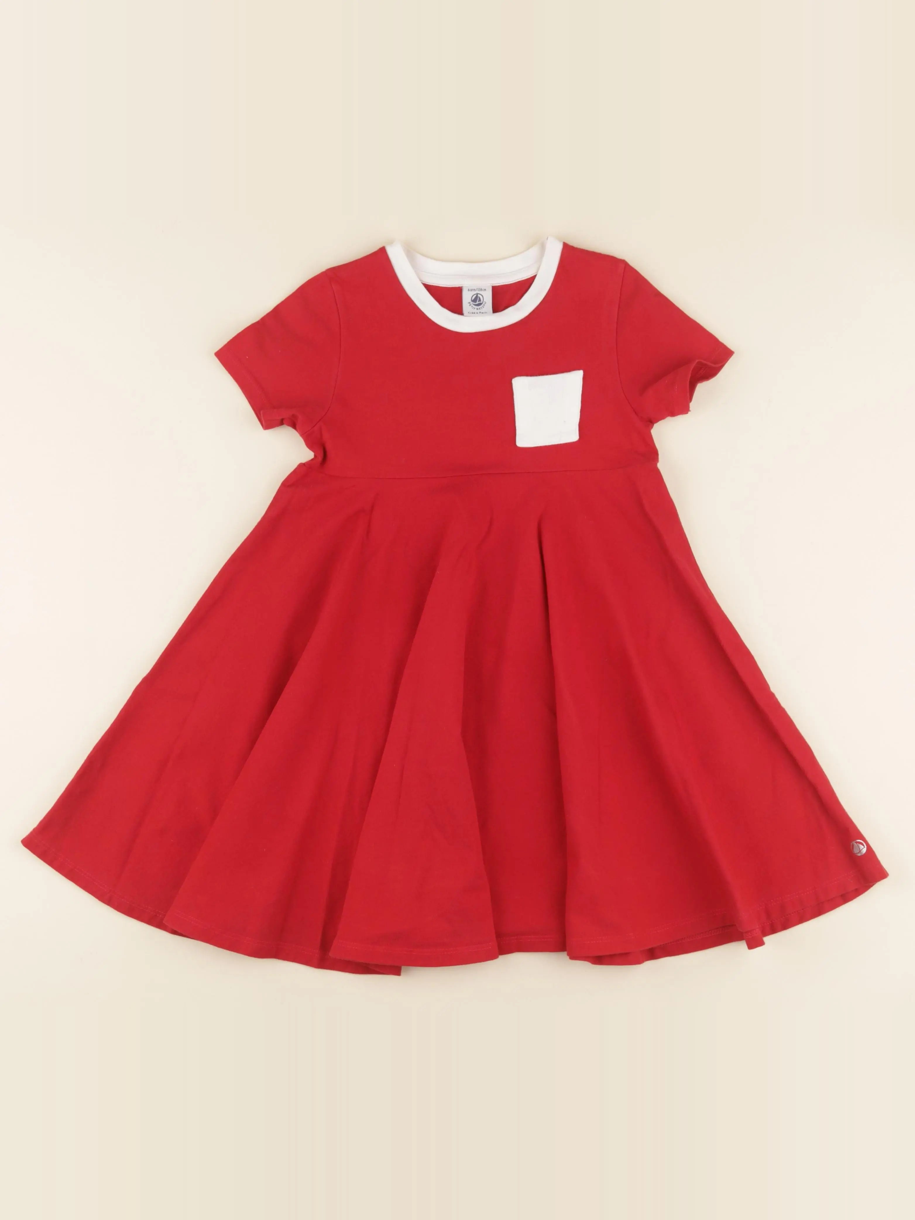 Petit Bateau - robe rouge - 6 ans