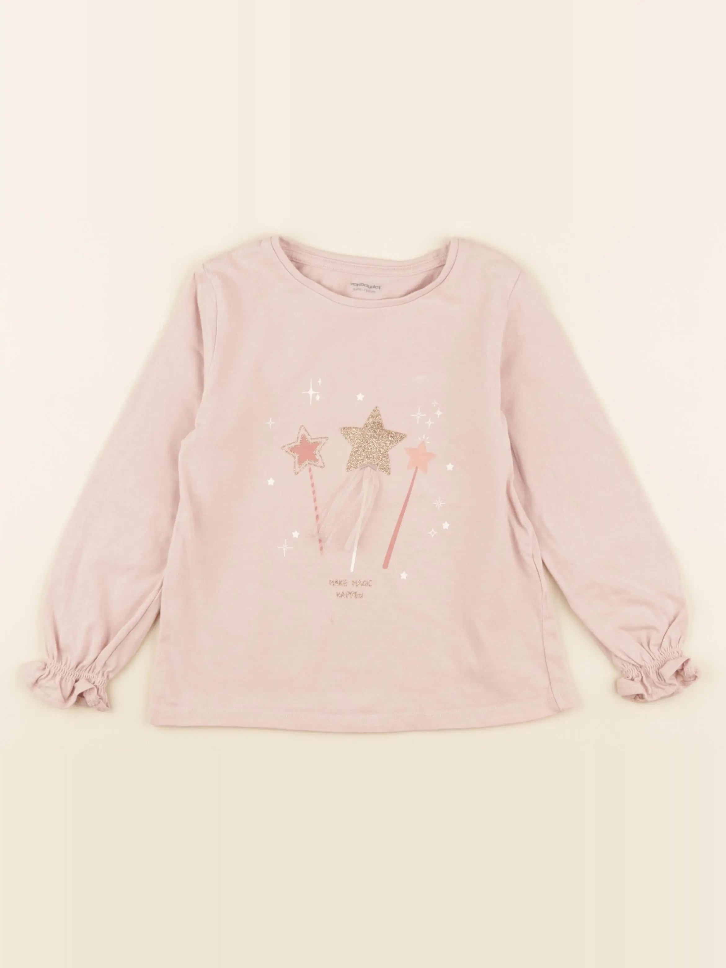 Vertbaudet - tee-shirt or, rose - 5 ans
