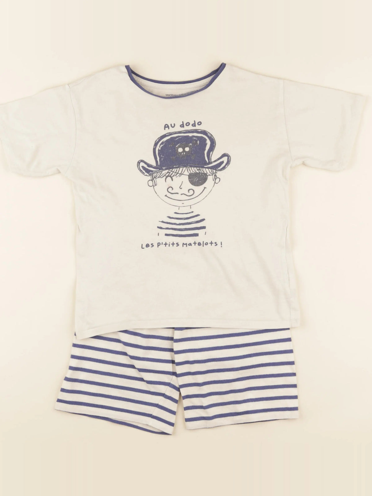 Vertbaudet - pyjama coton beige, bleu - 8 ans