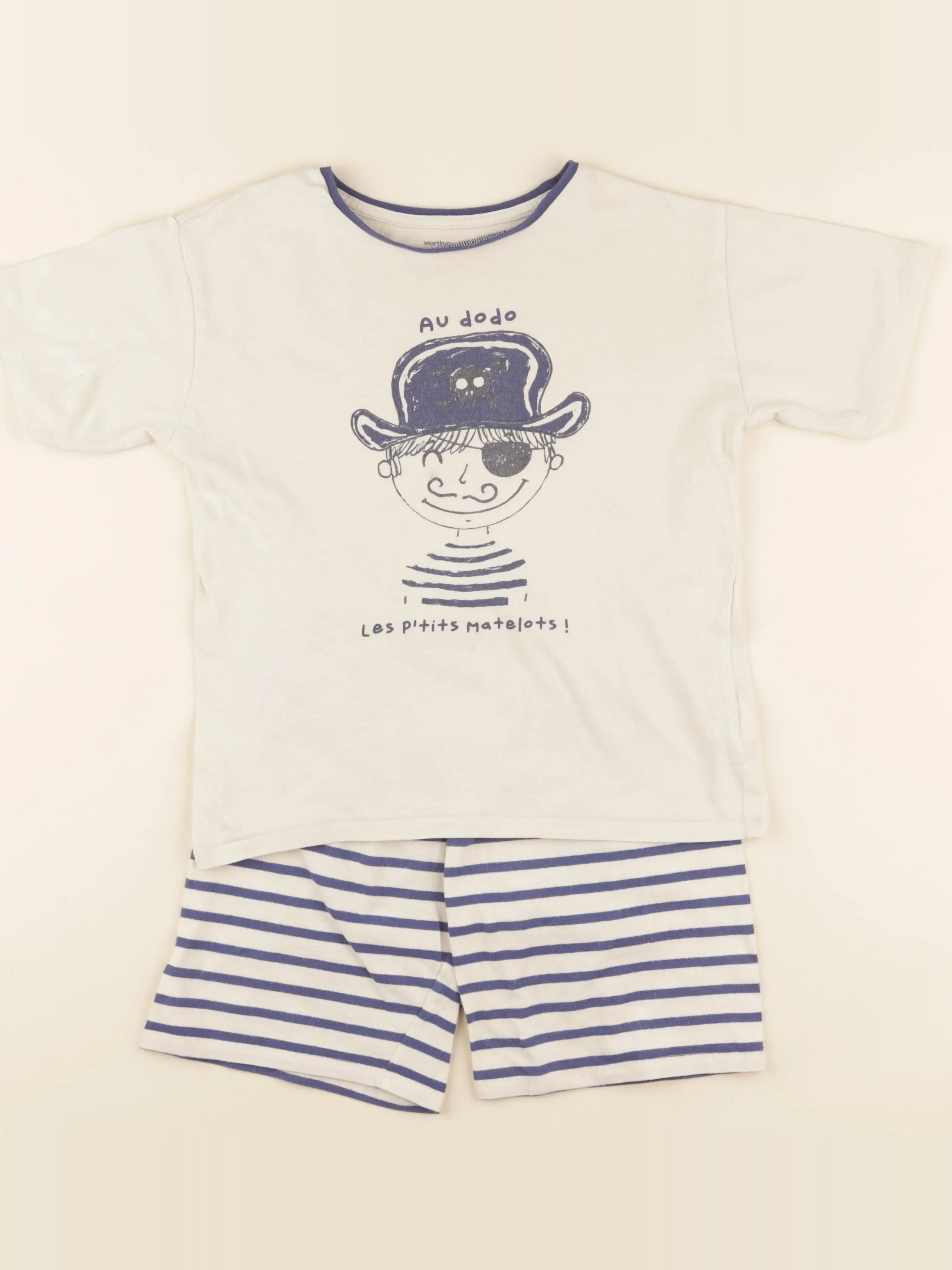 Vertbaudet - pyjama coton beige, bleu - 8 ans