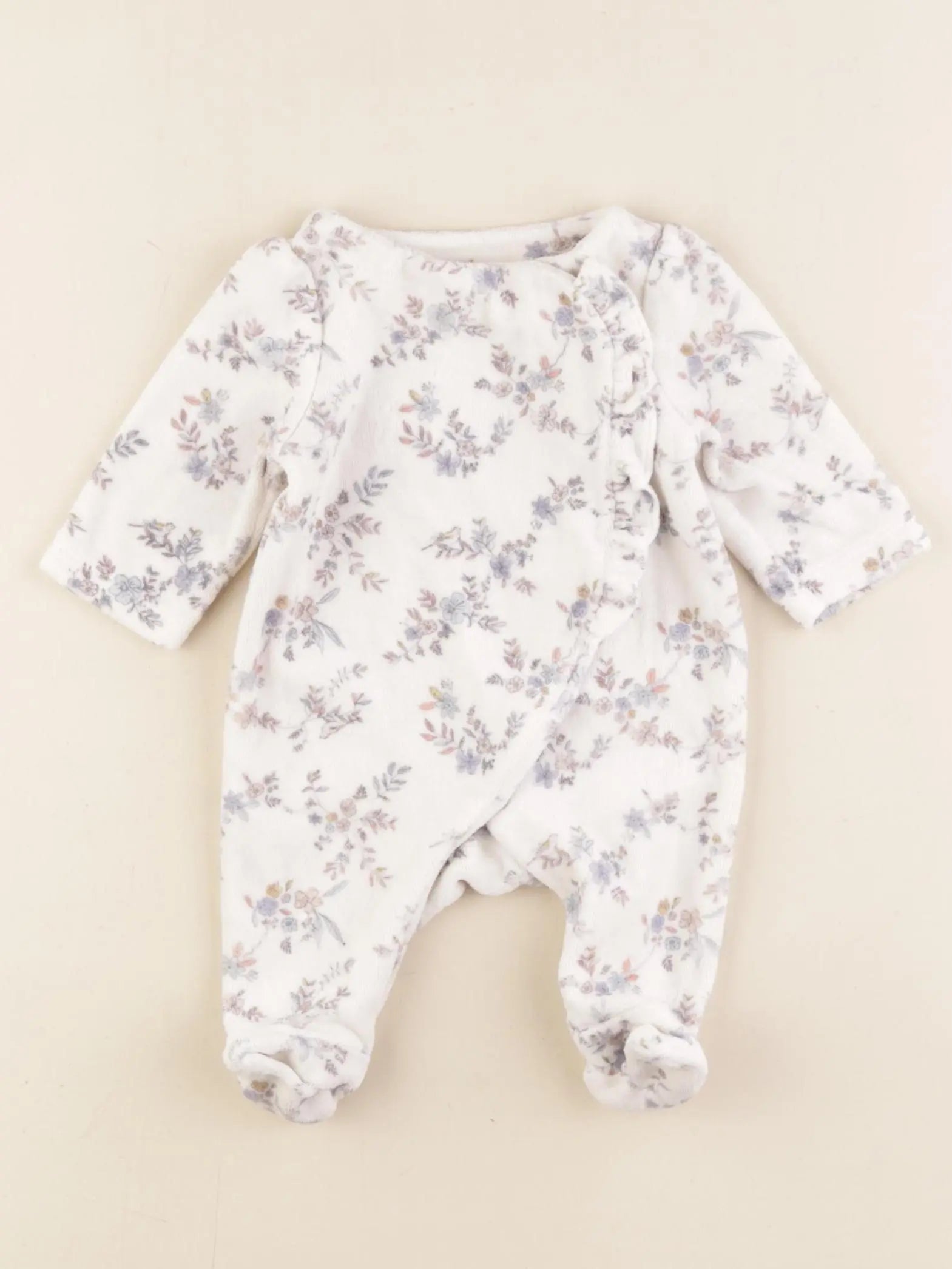 Tape à l'oeil - pyjama velours blanc - 0 mois