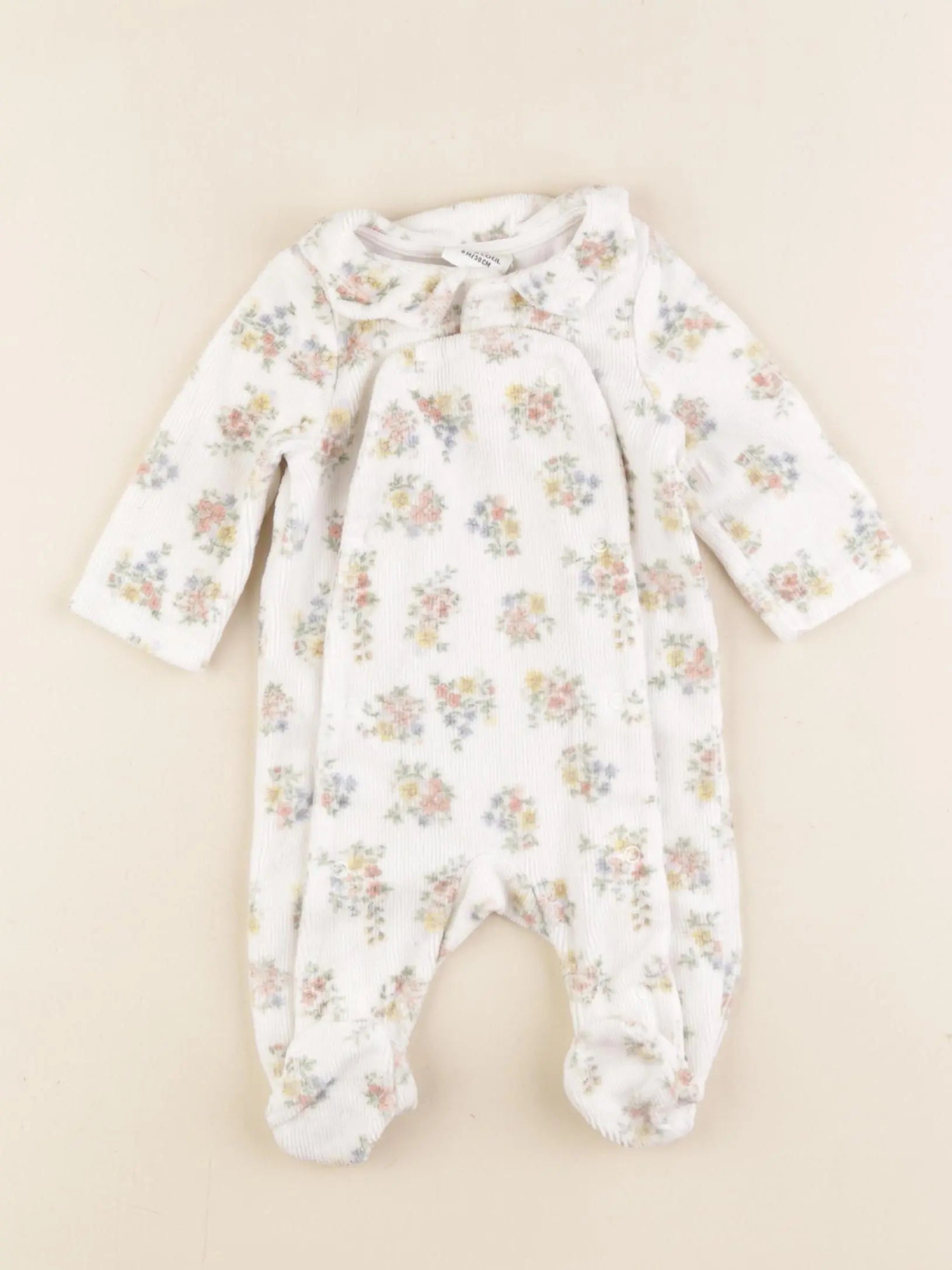 Tape à l'oeil - pyjama velours multicolore - 0 mois