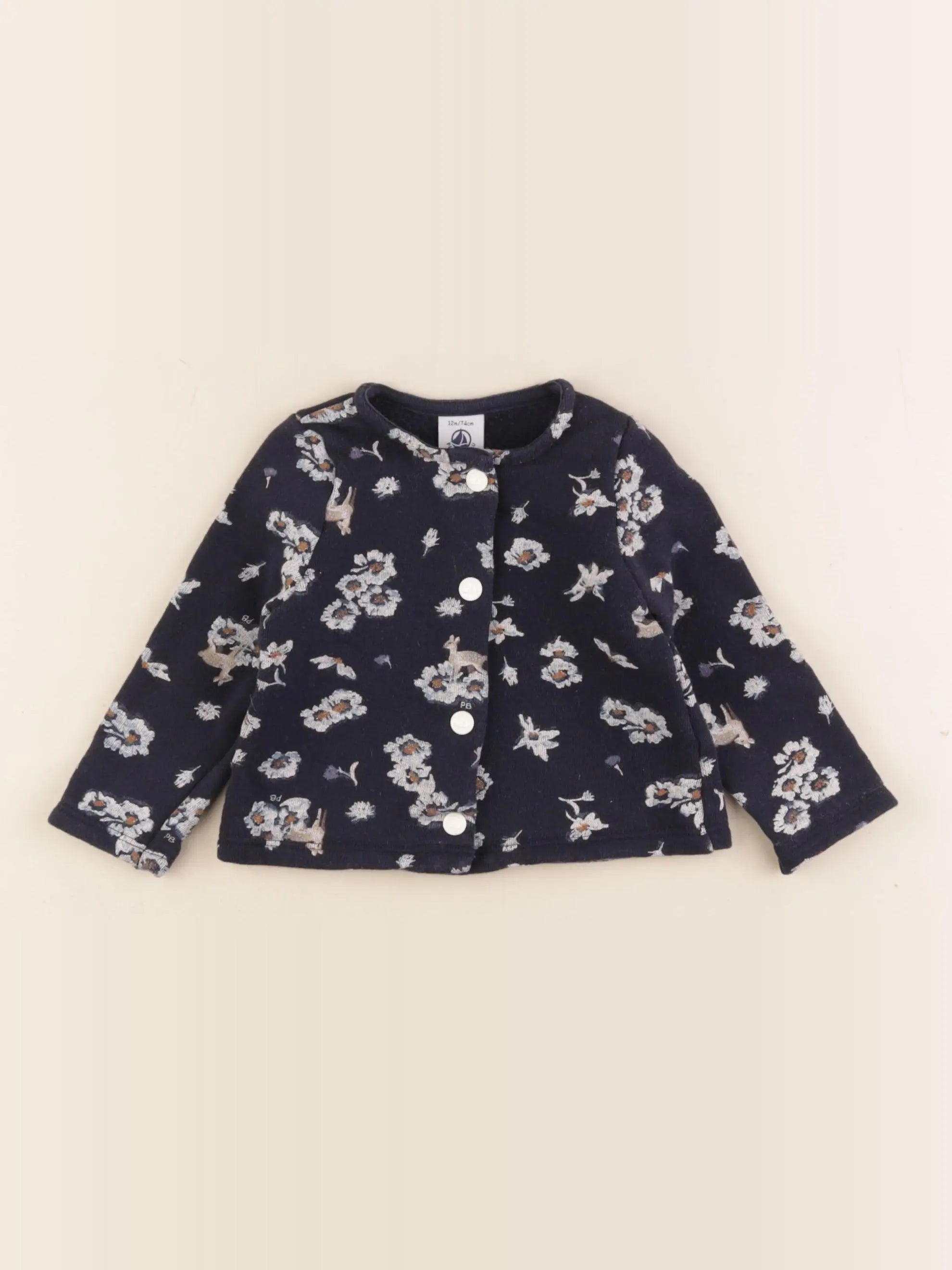 Petit Bateau - sweat bleu - 12 mois