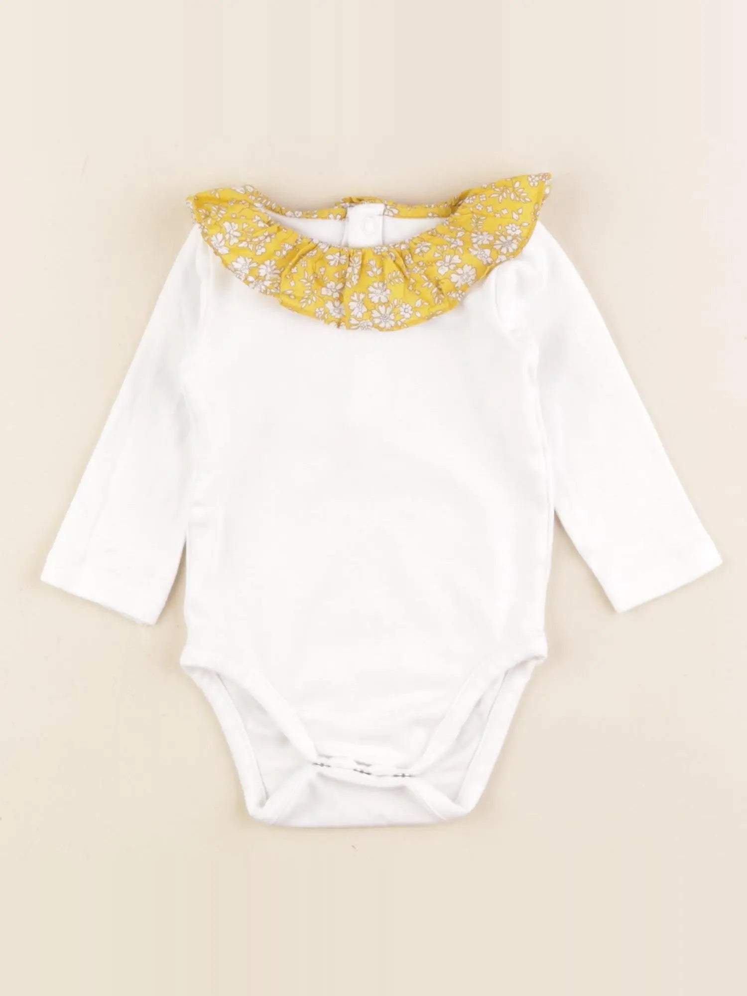 Jacadi - body liberty blanc, jaune - 6 mois