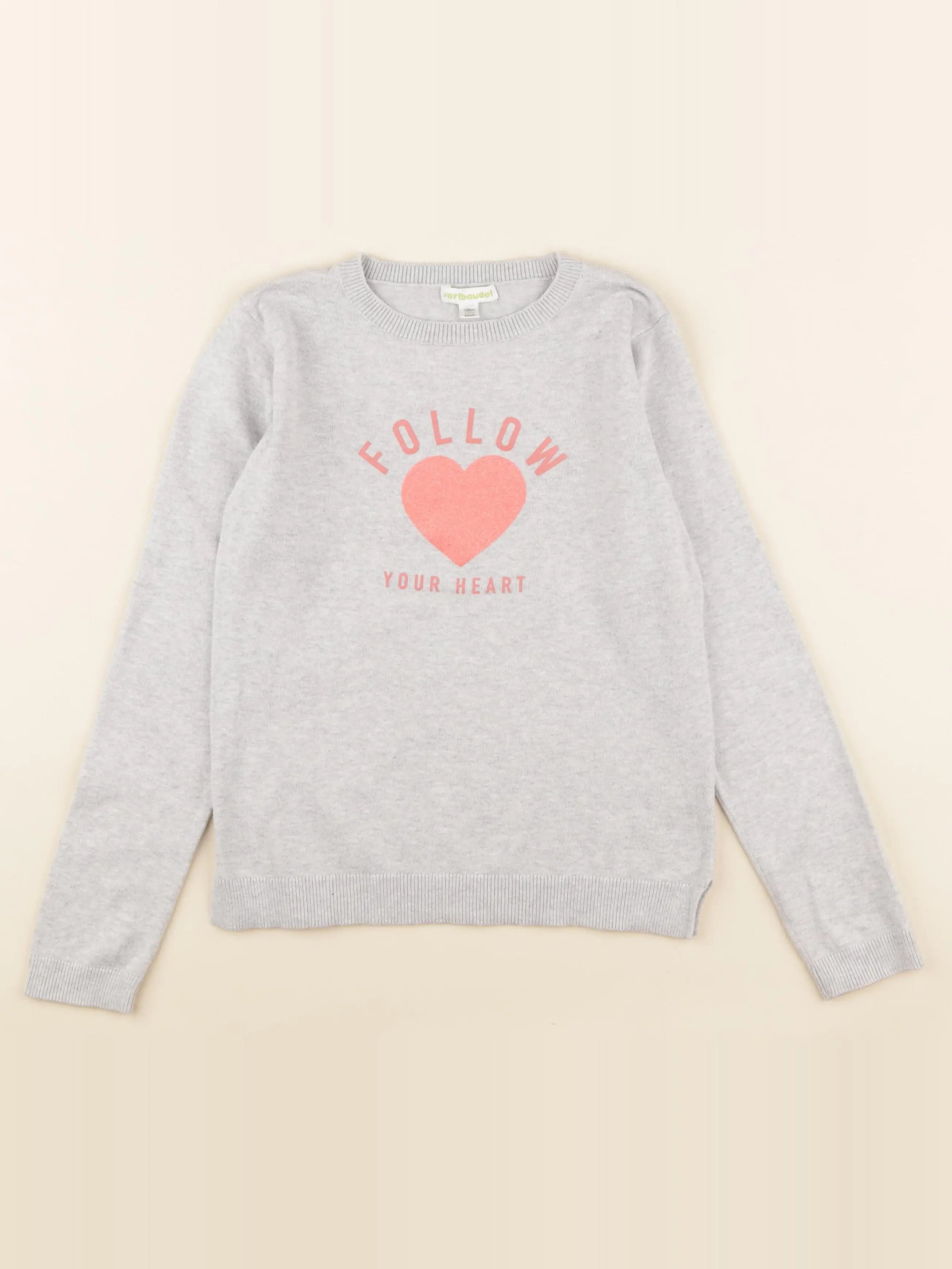 Vertbaudet - pull gris - 8 ans
