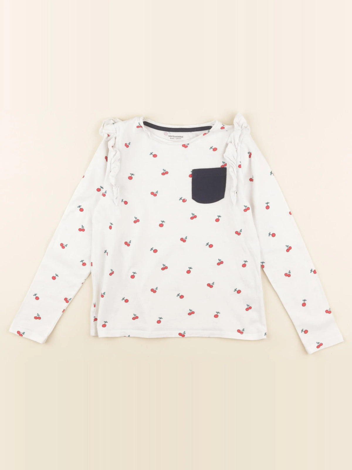 Vertbaudet - tee-shirt blanc, rouge - 8 ans