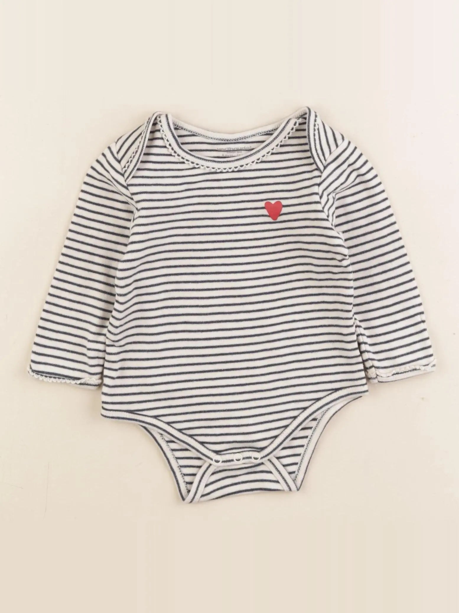 Vertbaudet - body bleu, blanc - 9 mois