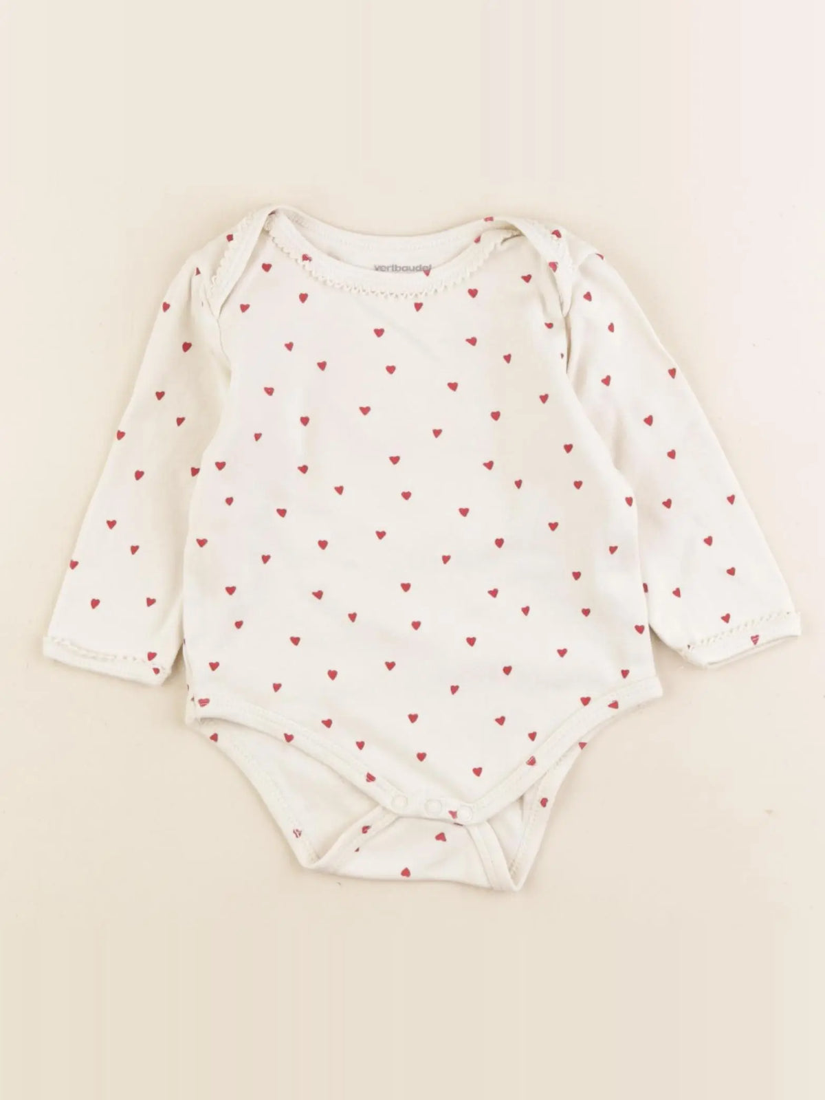 Vertbaudet - body beige, rouge - 9 mois