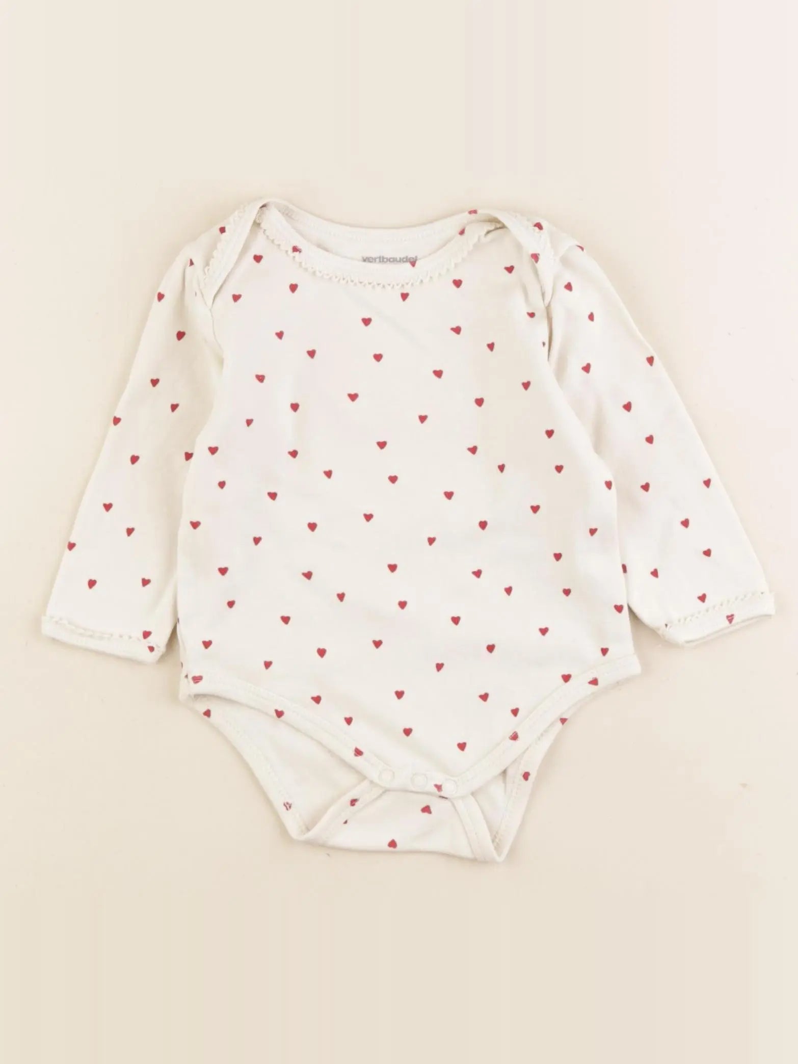 Vertbaudet - body beige, rouge - 9 mois