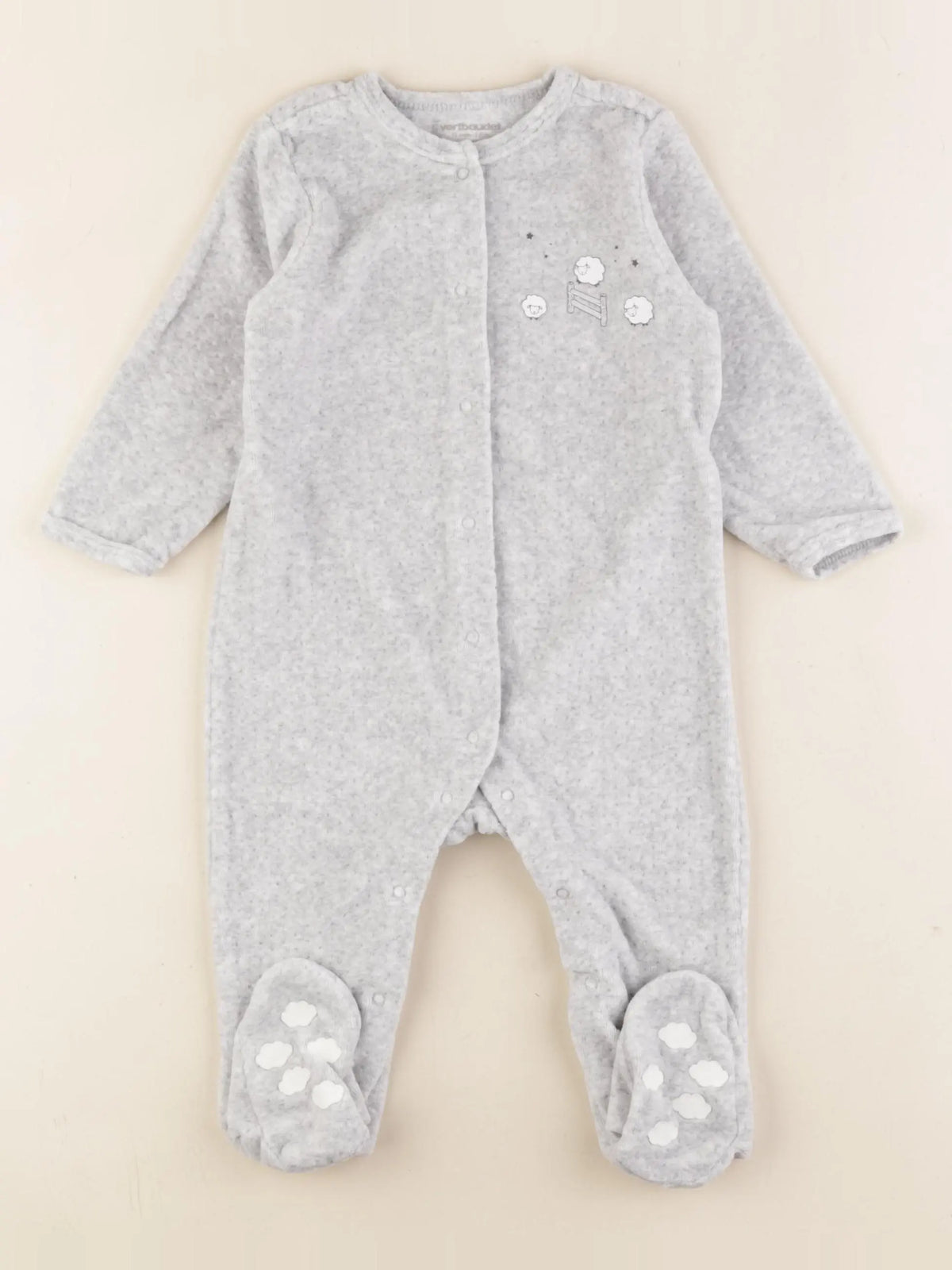 Vertbaudet - pyjama velours gris - 12 mois