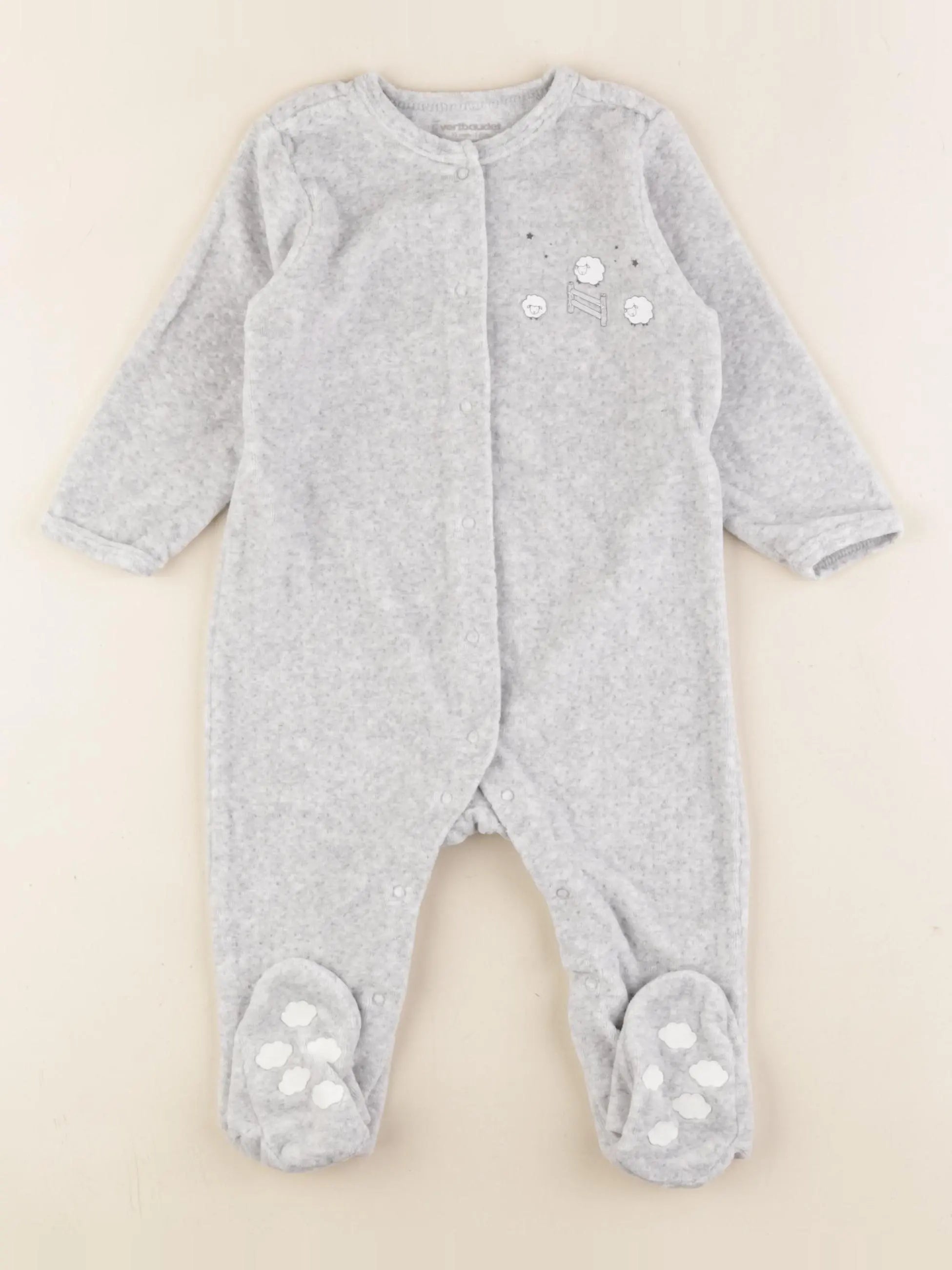 Vertbaudet - pyjama velours gris - 12 mois