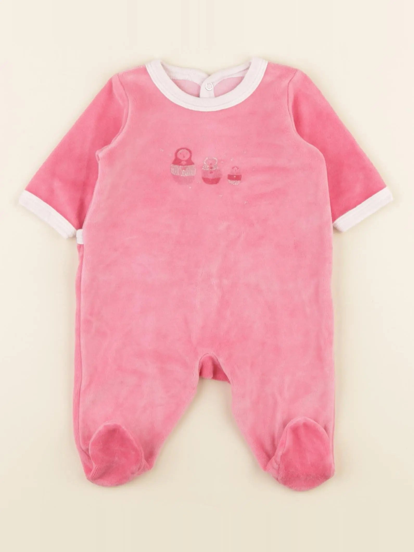 Petit Bateau - pyjama velours rose - 1 mois