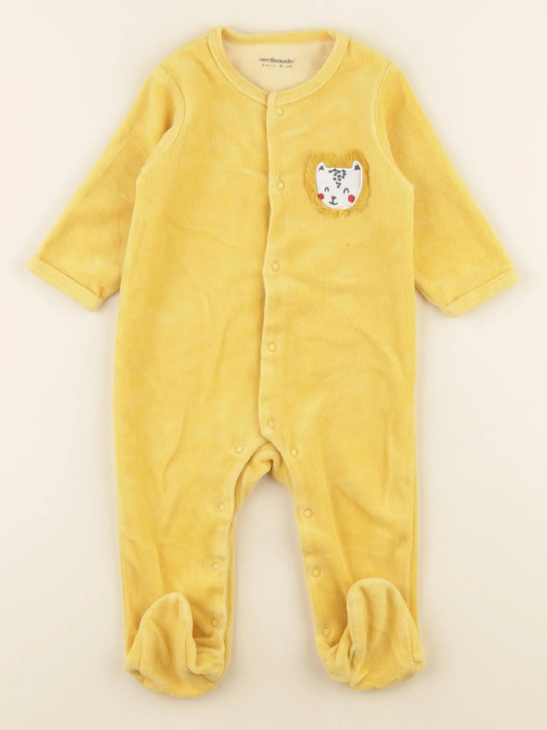 Vertbaudet - pyjama velours jaune - 6 mois
