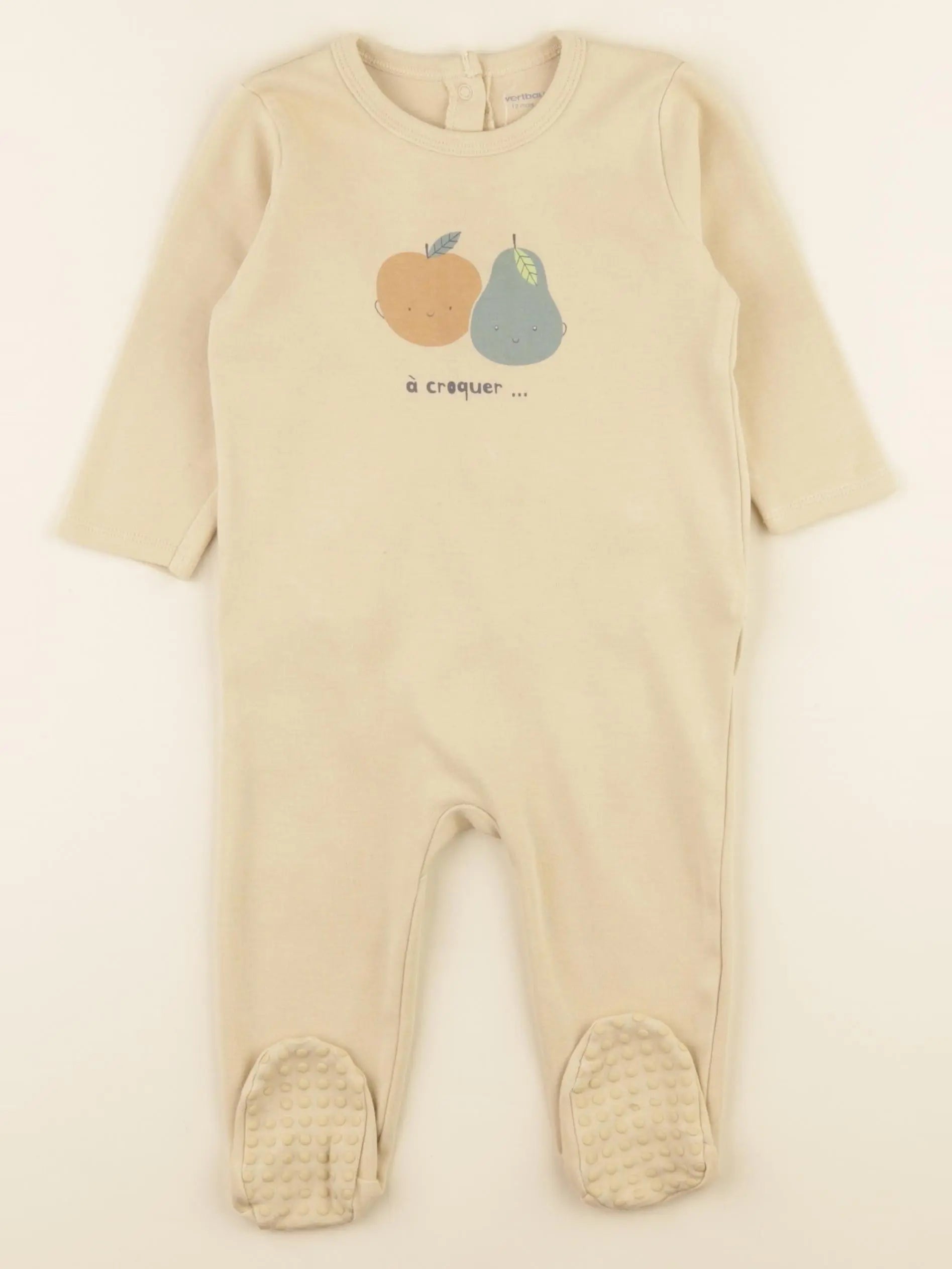 Vertbaudet - pyjama coton beige - 12 mois