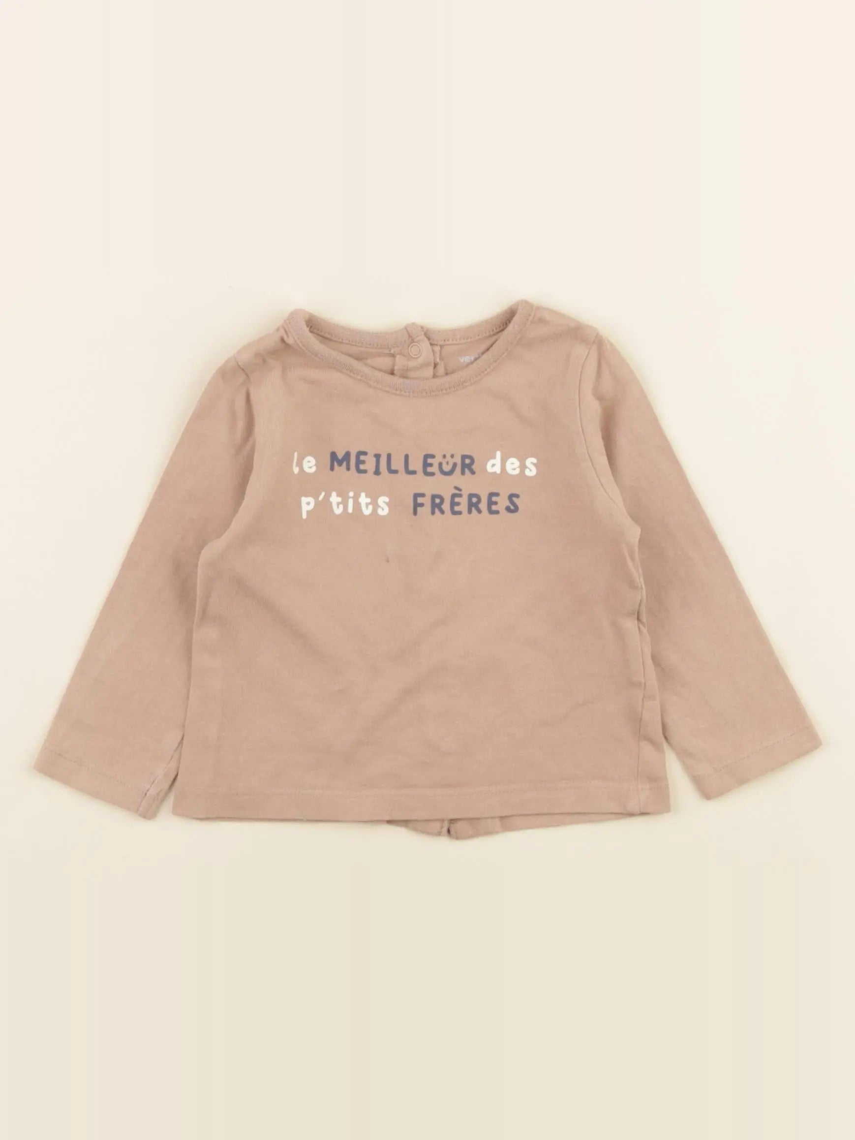 Vertbaudet - tee-shirt beige - 6 mois