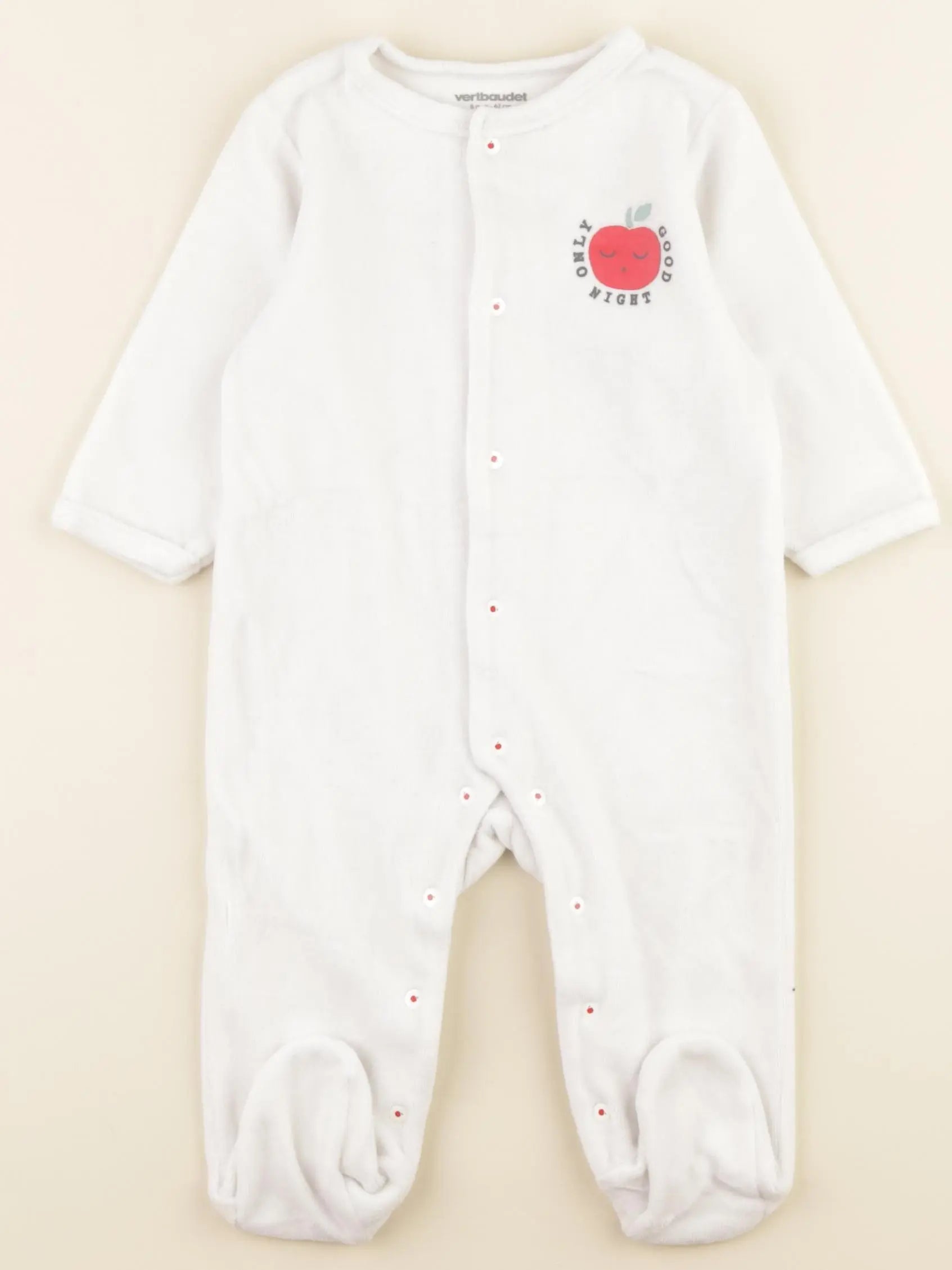 Vertbaudet - pyjama velours blanc - 6 mois