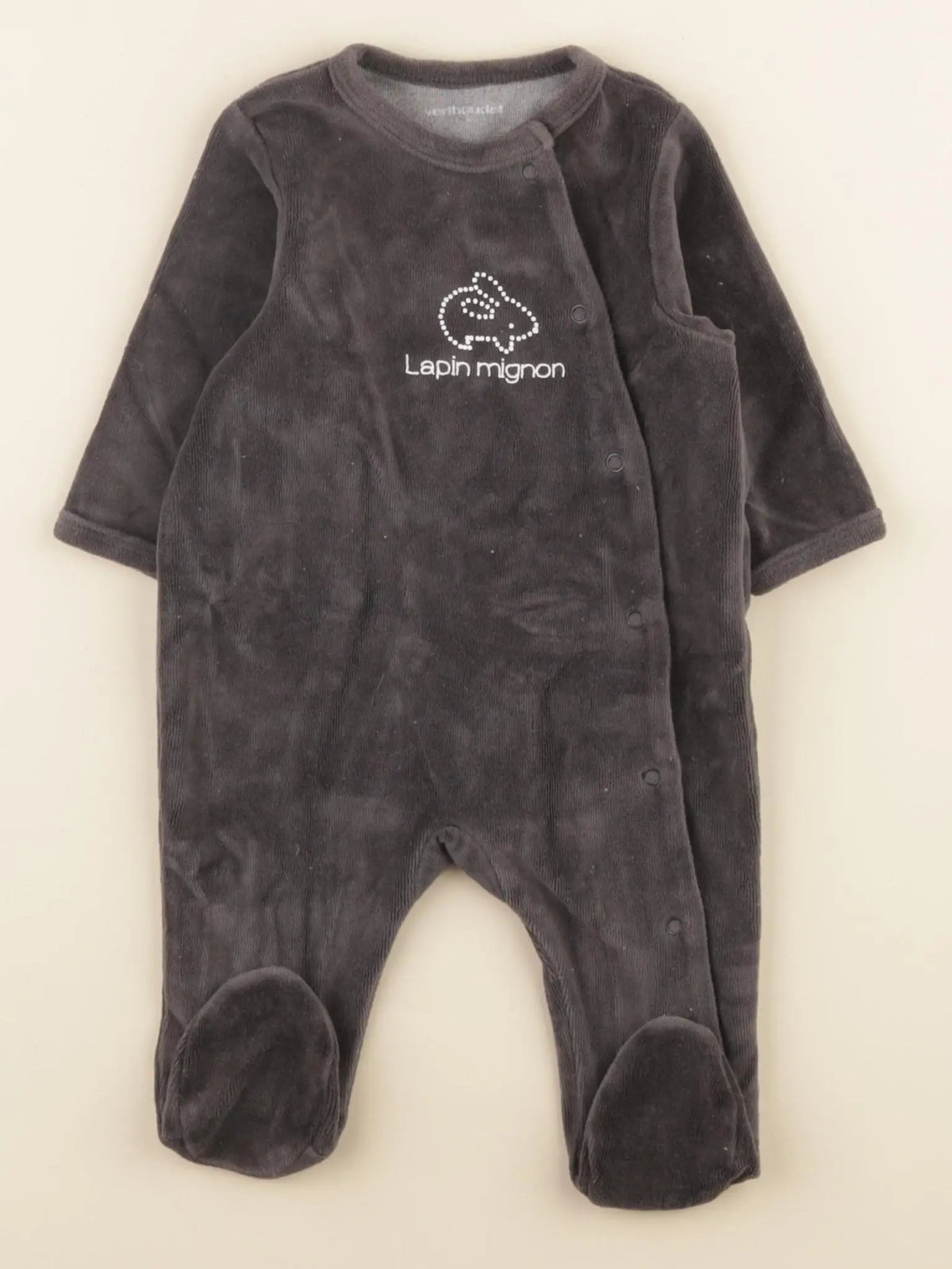 Vertbaudet - pyjama velours gris - 6 mois