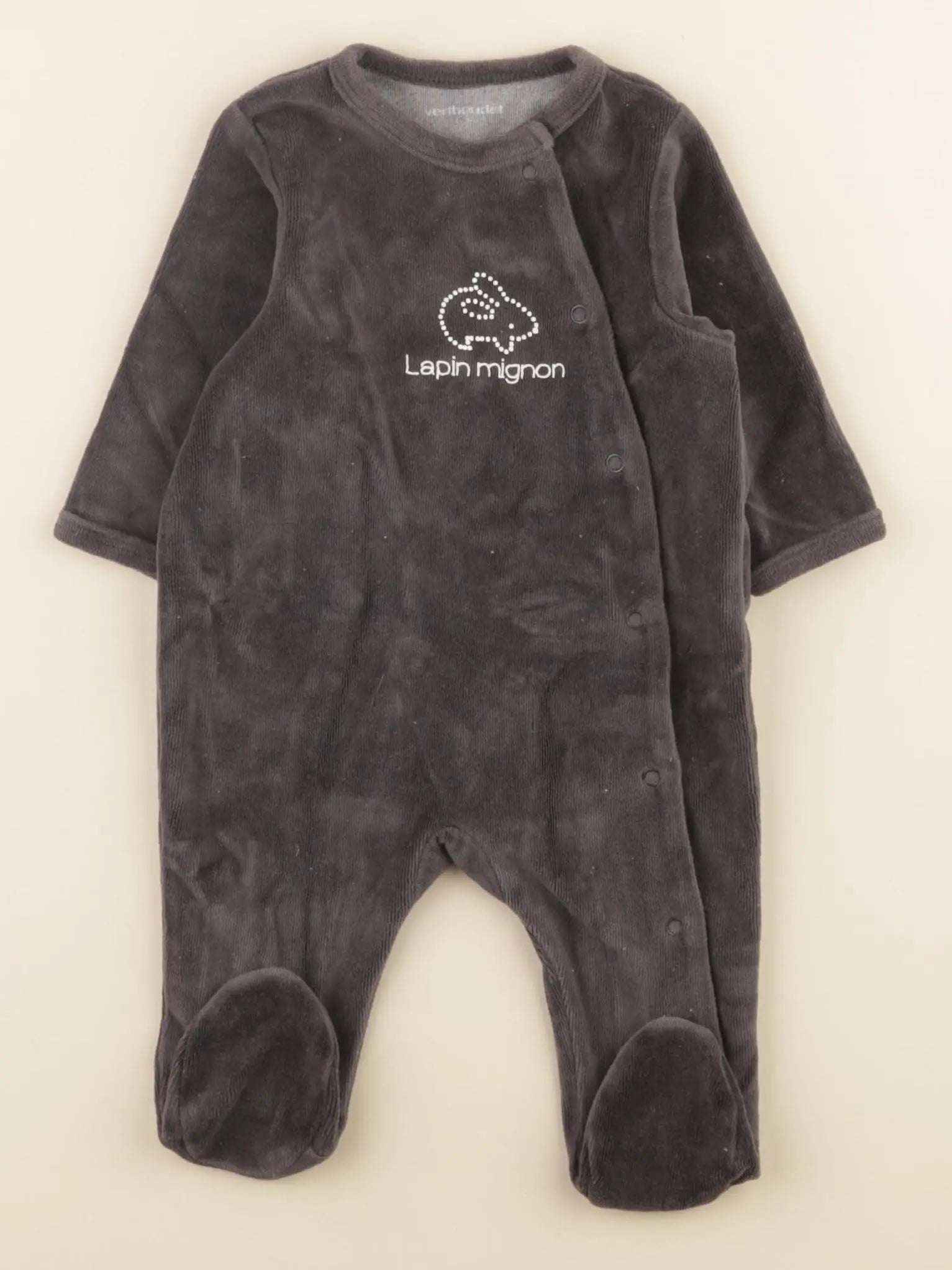 Vertbaudet - pyjama velours gris - 6 mois