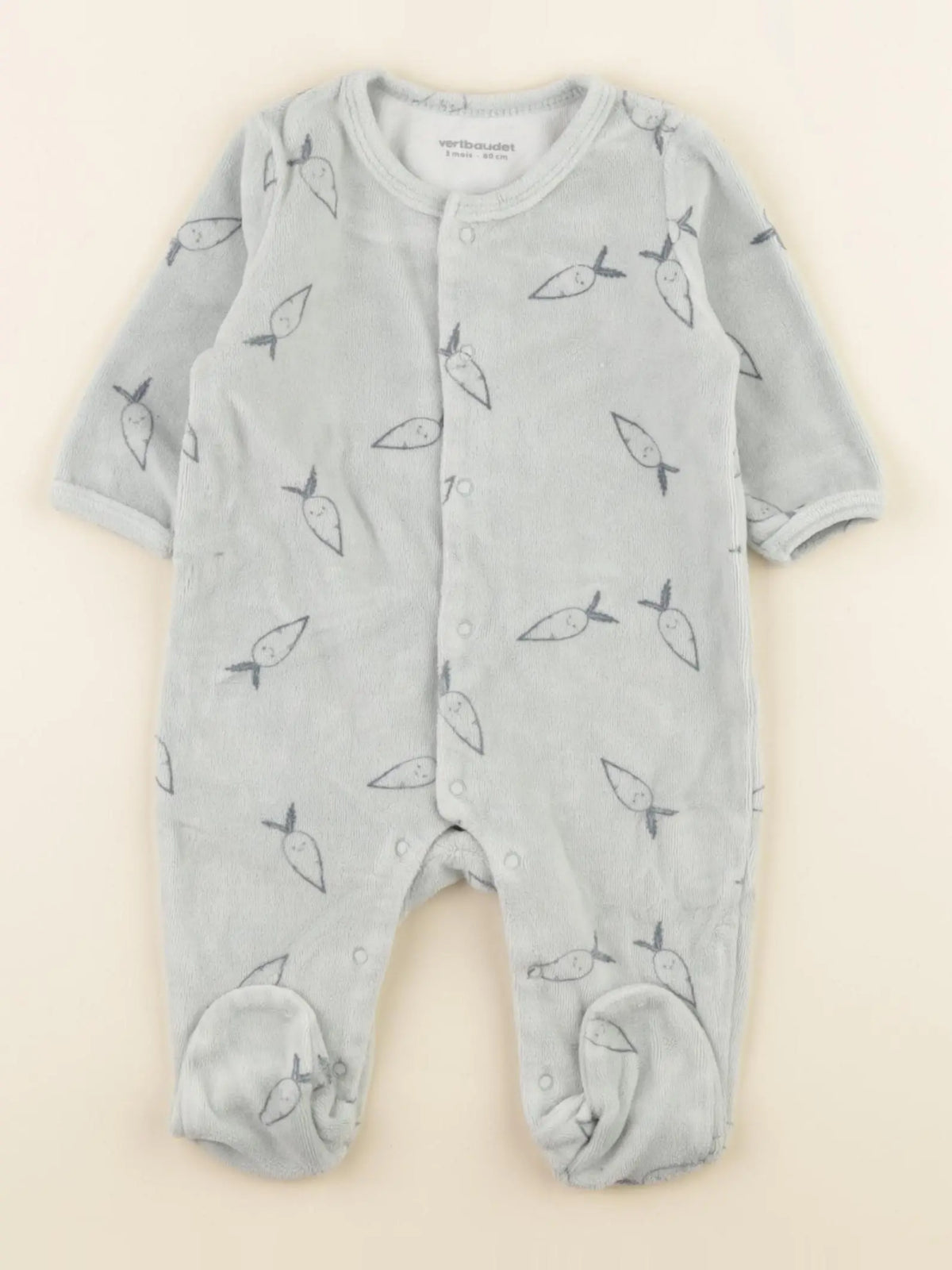 Vertbaudet - pyjama velours vert - 3 mois