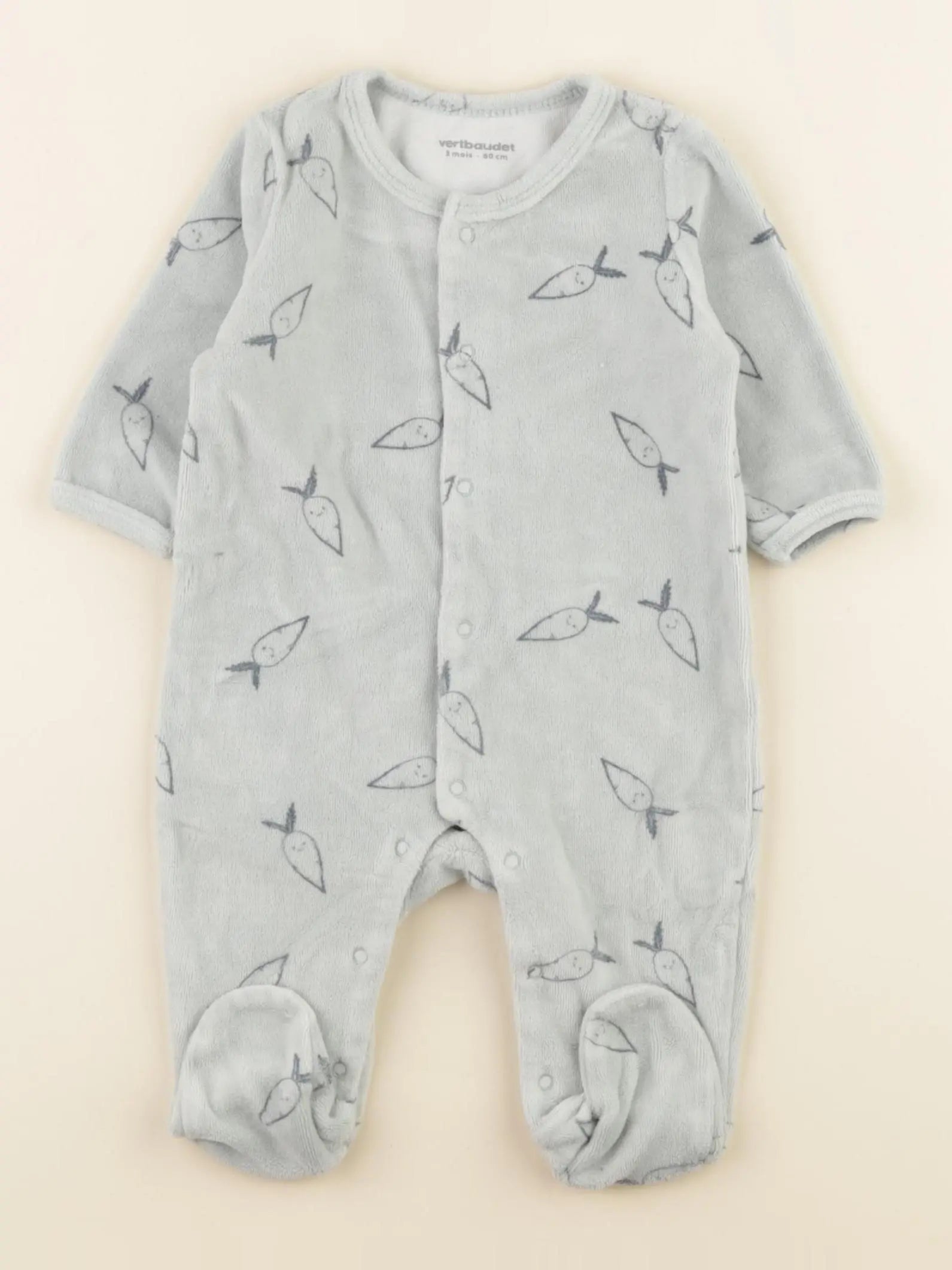 Vertbaudet - pyjama velours vert - 3 mois