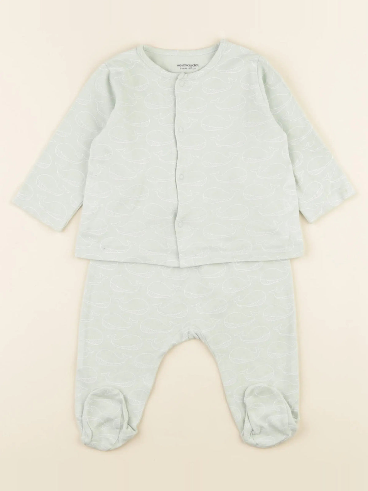 Vertbaudet - pyjama coton vert - 6 mois