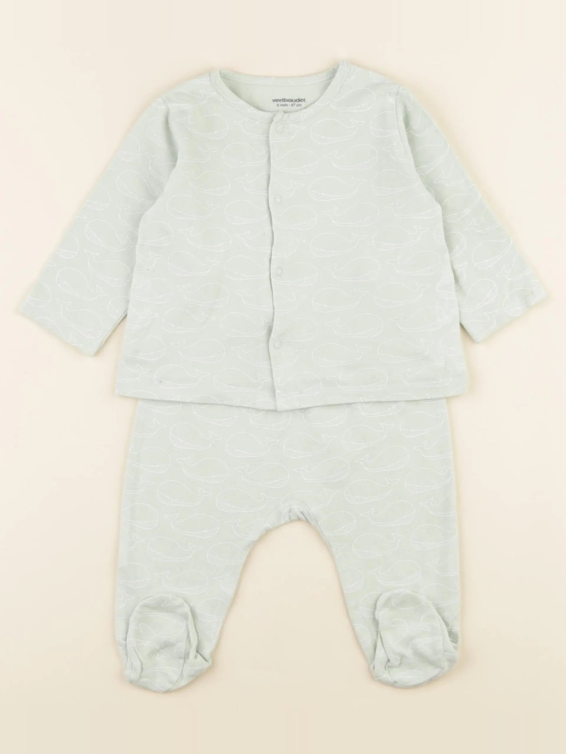 Vertbaudet - pyjama coton vert - 6 mois