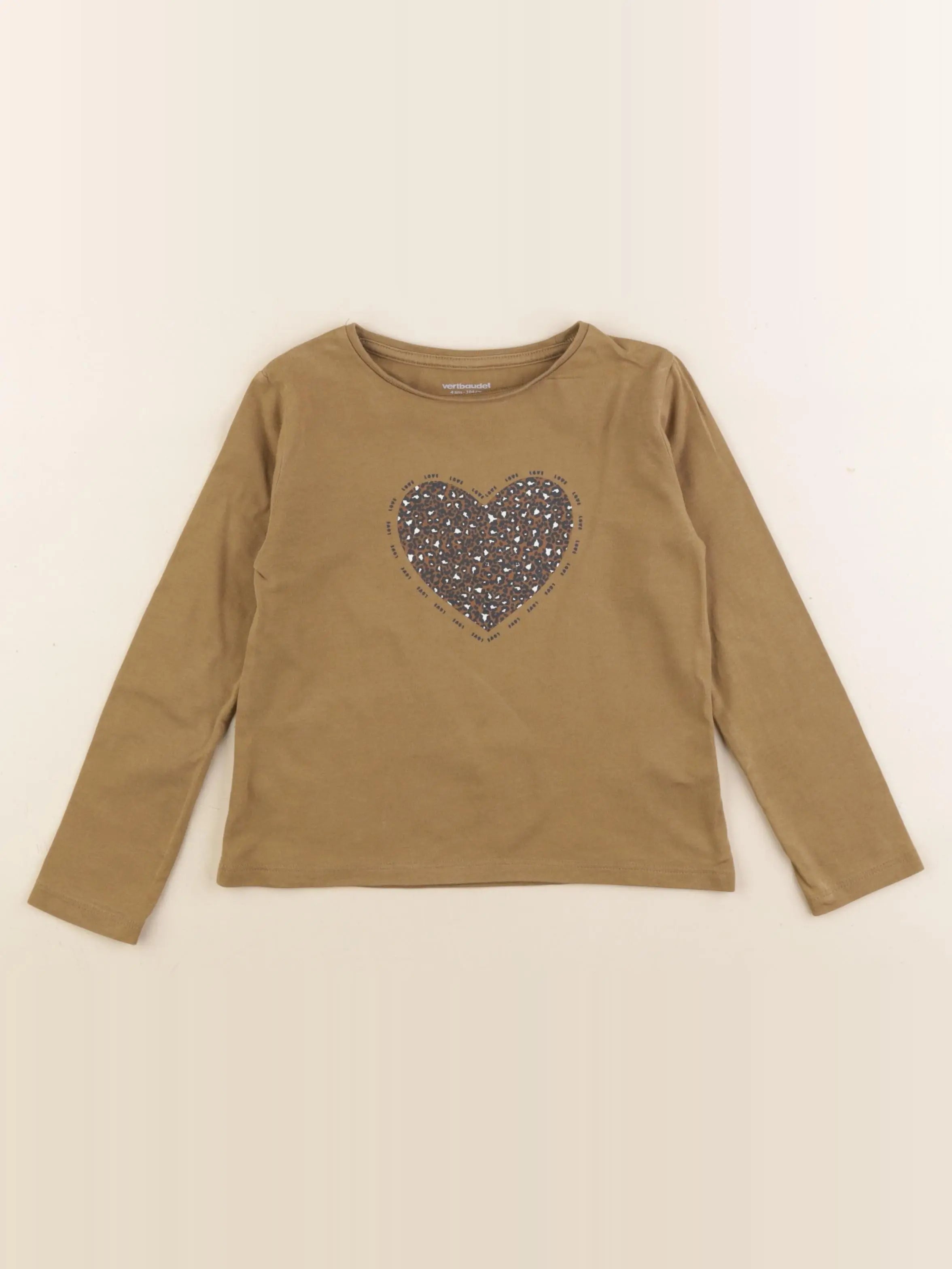 Vertbaudet - tee-shirt marron - 4 ans