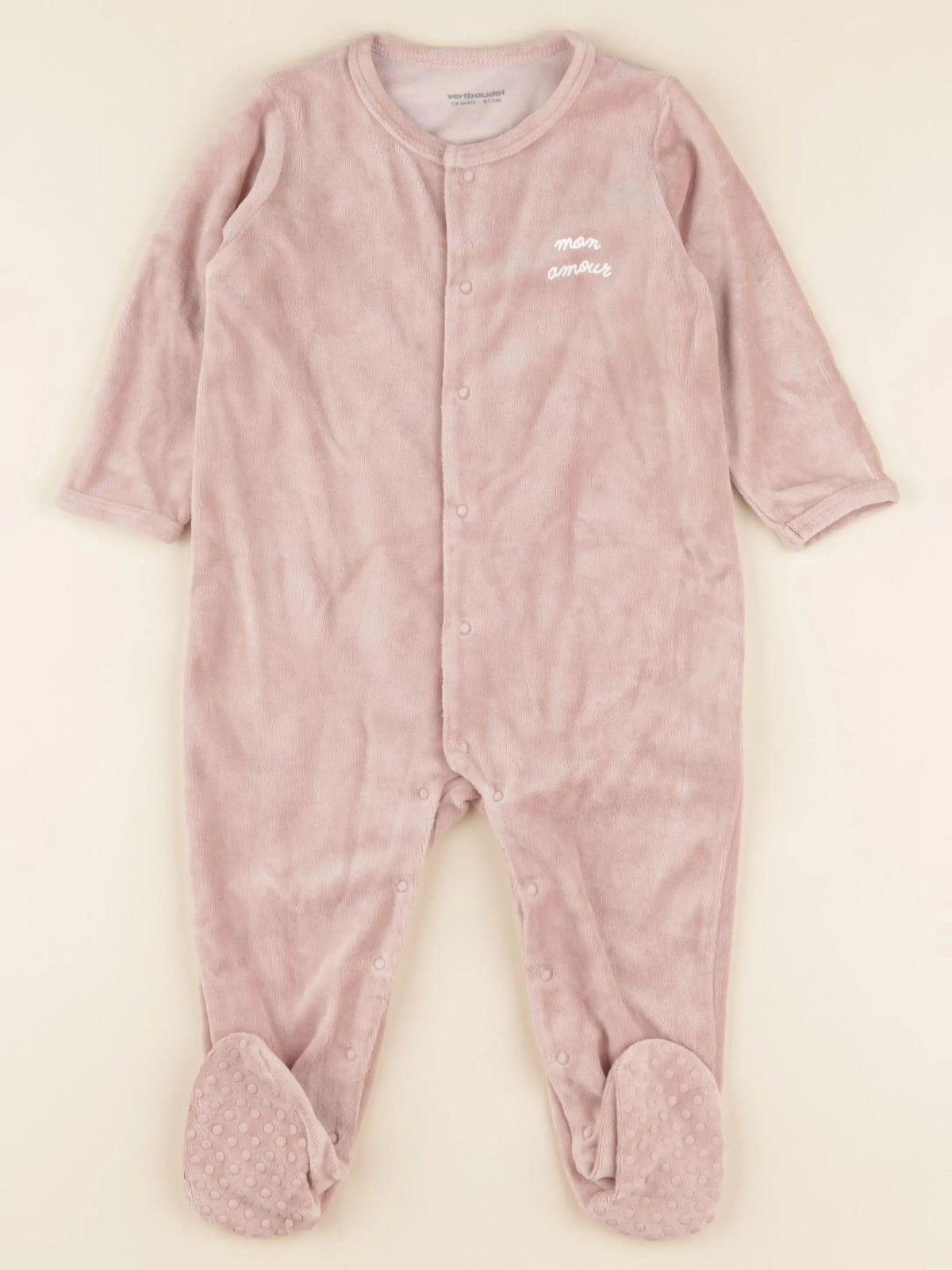 Vertbaudet - pyjama velours rose - 18 mois