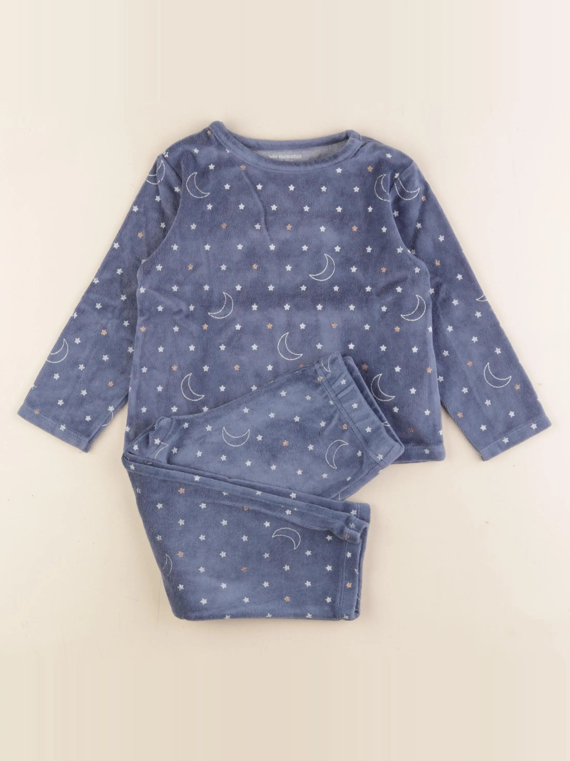 Vertbaudet - pyjama velours bleu - 3 ans