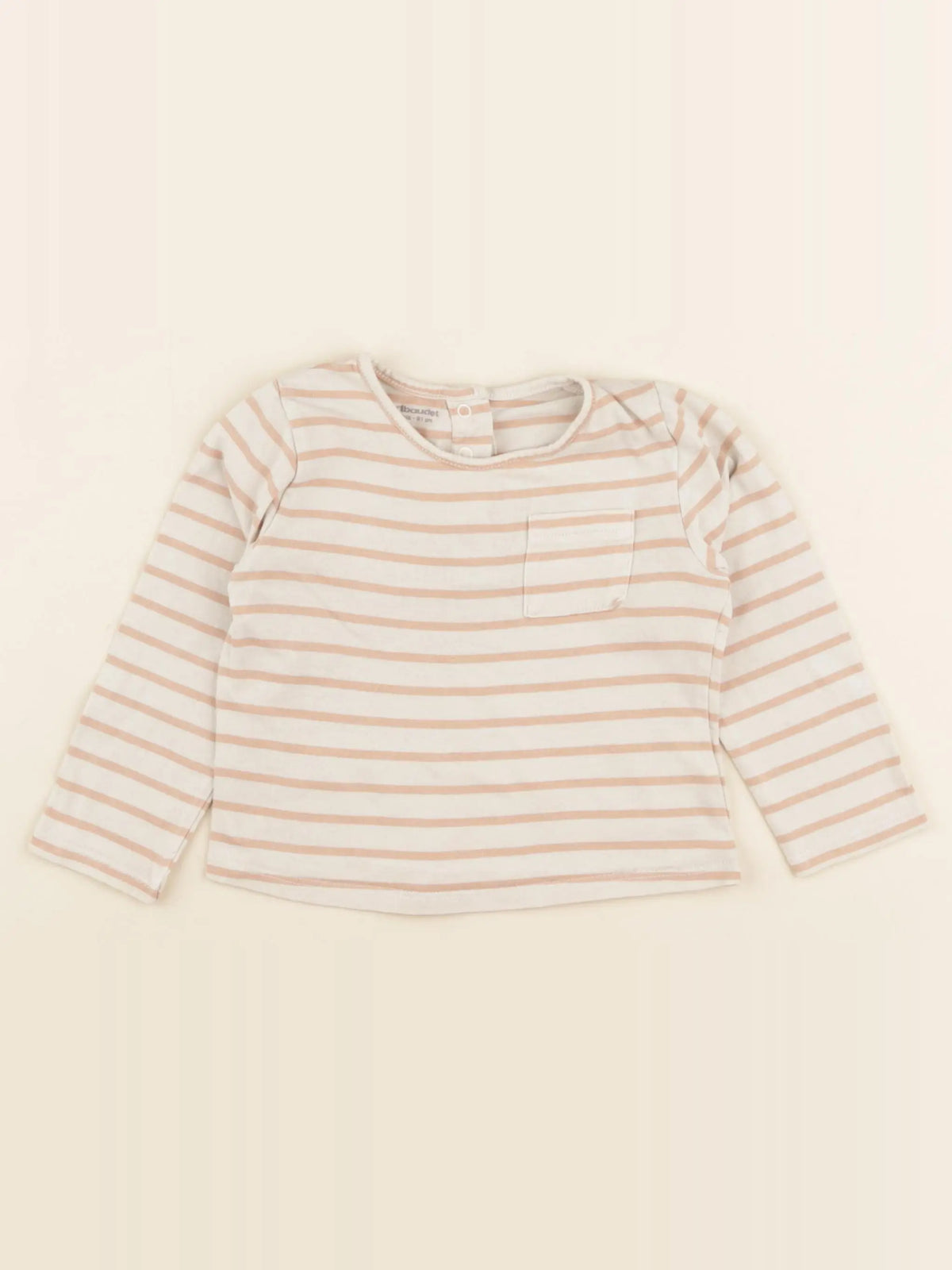 Vertbaudet - tee-shirt rose, beige - 18 mois