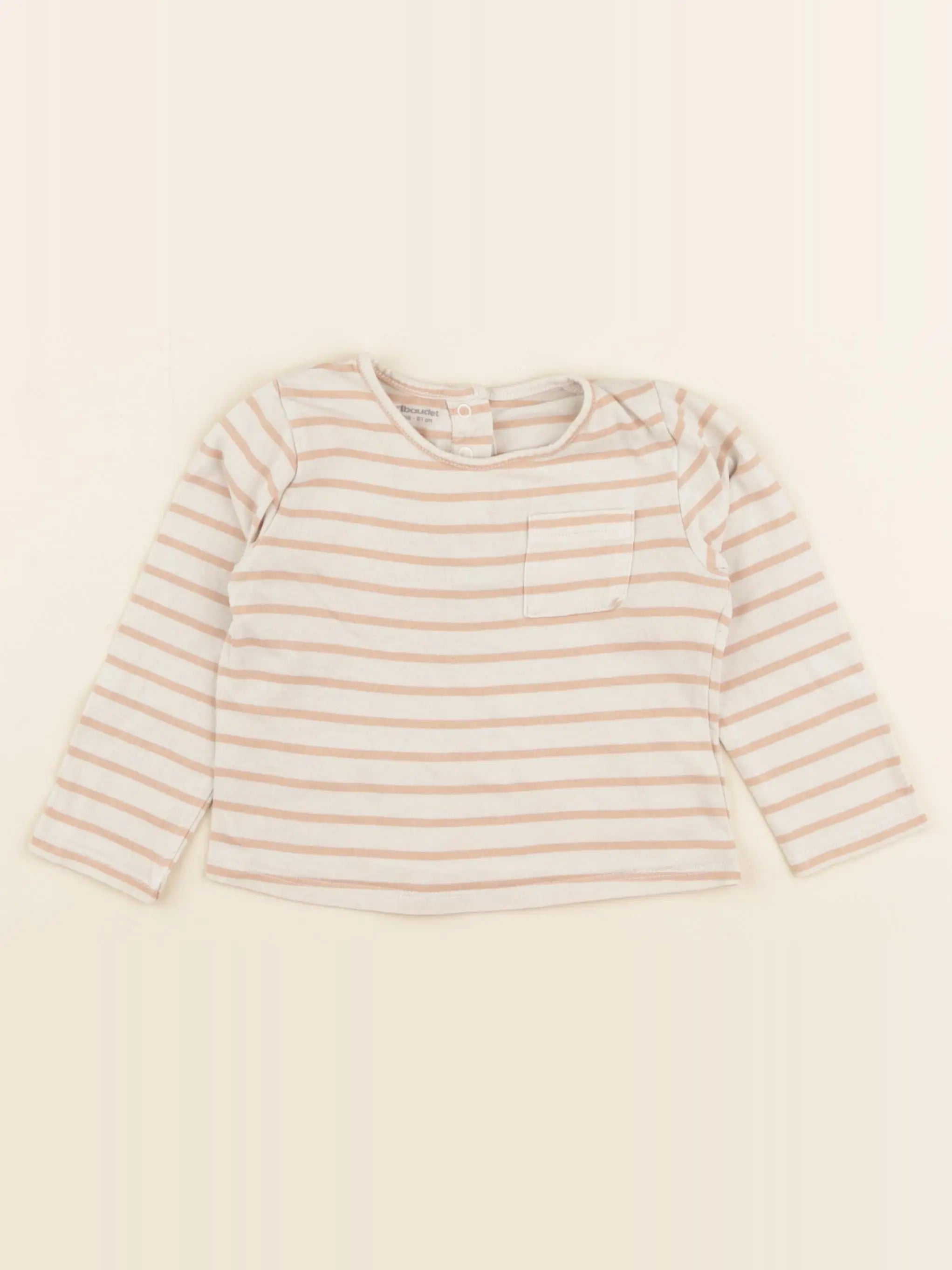 Vertbaudet - tee-shirt rose, beige - 18 mois