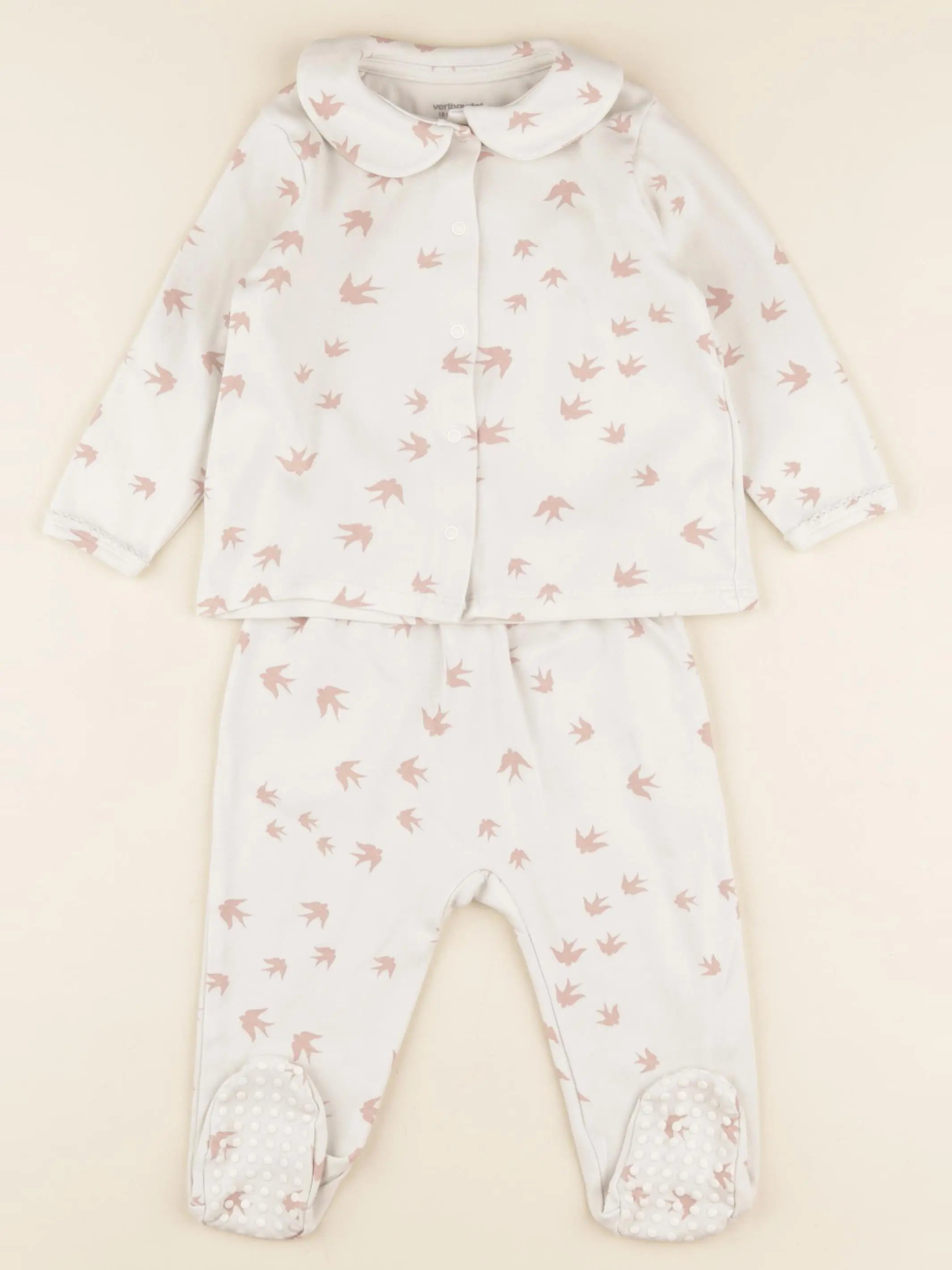 Vertbaudet - pyjama coton rose, beige - 18 mois