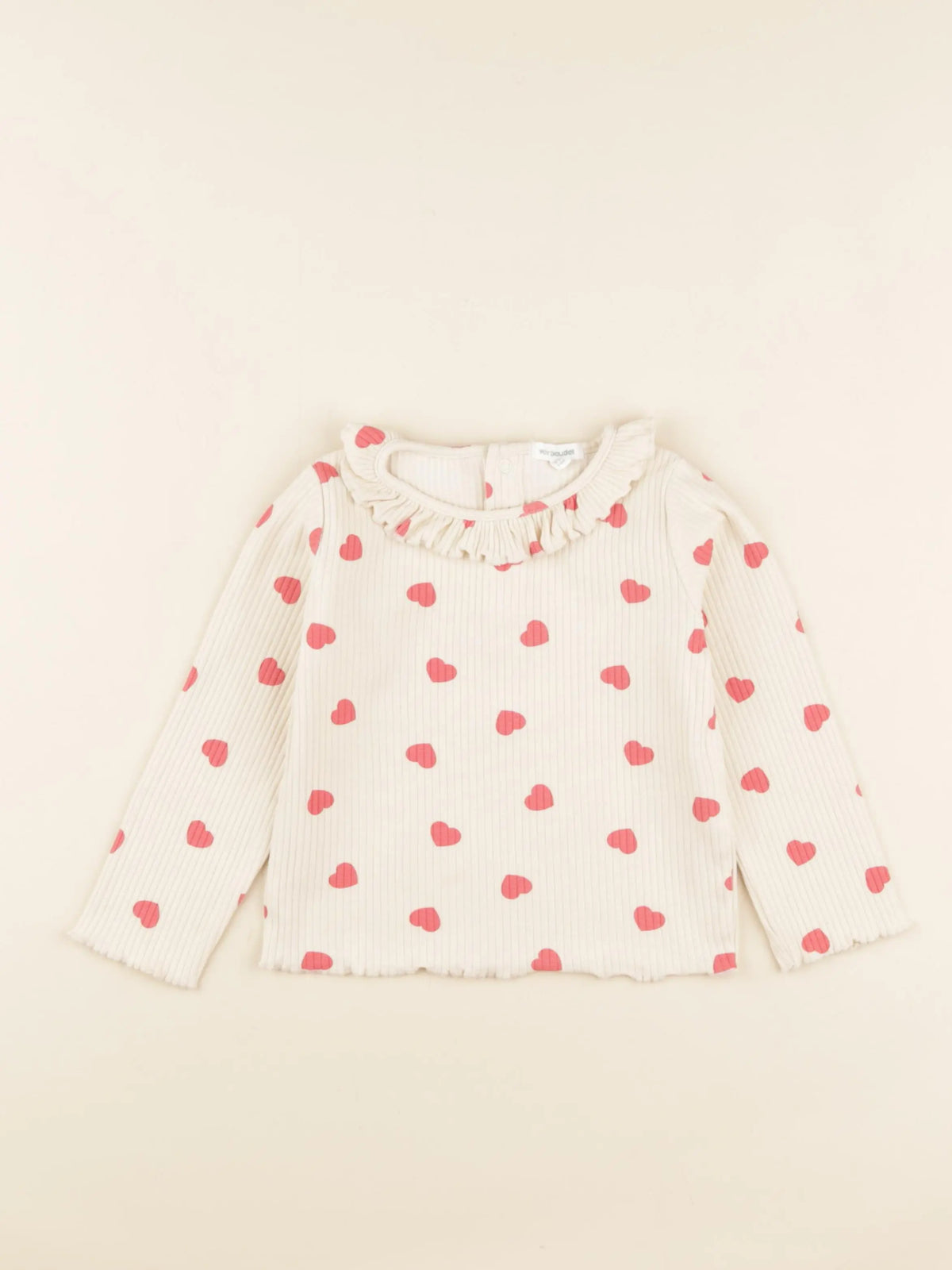 Vertbaudet - tee-shirt beige, rouge - 3 ans