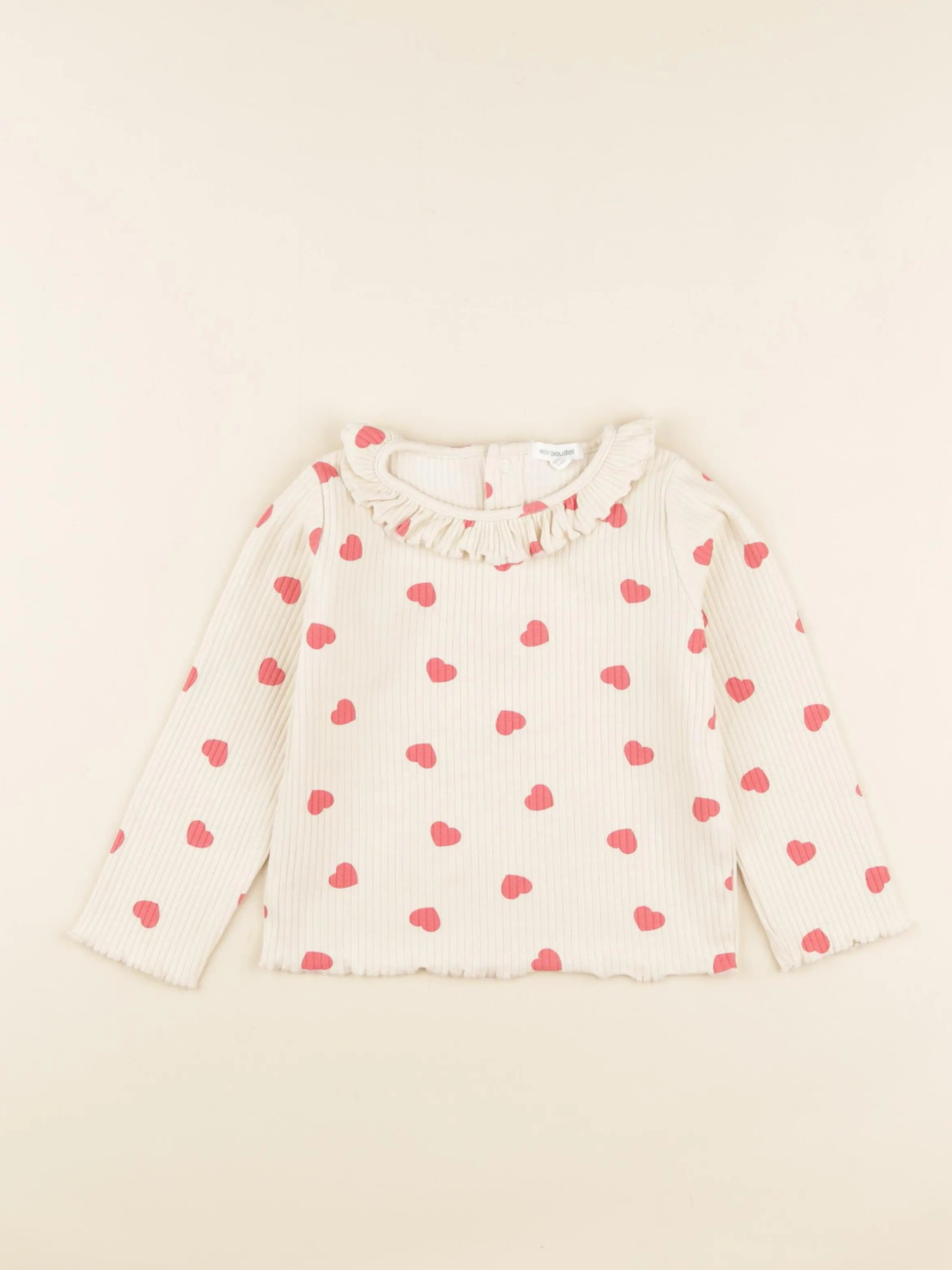 Vertbaudet - tee-shirt beige, rouge - 3 ans