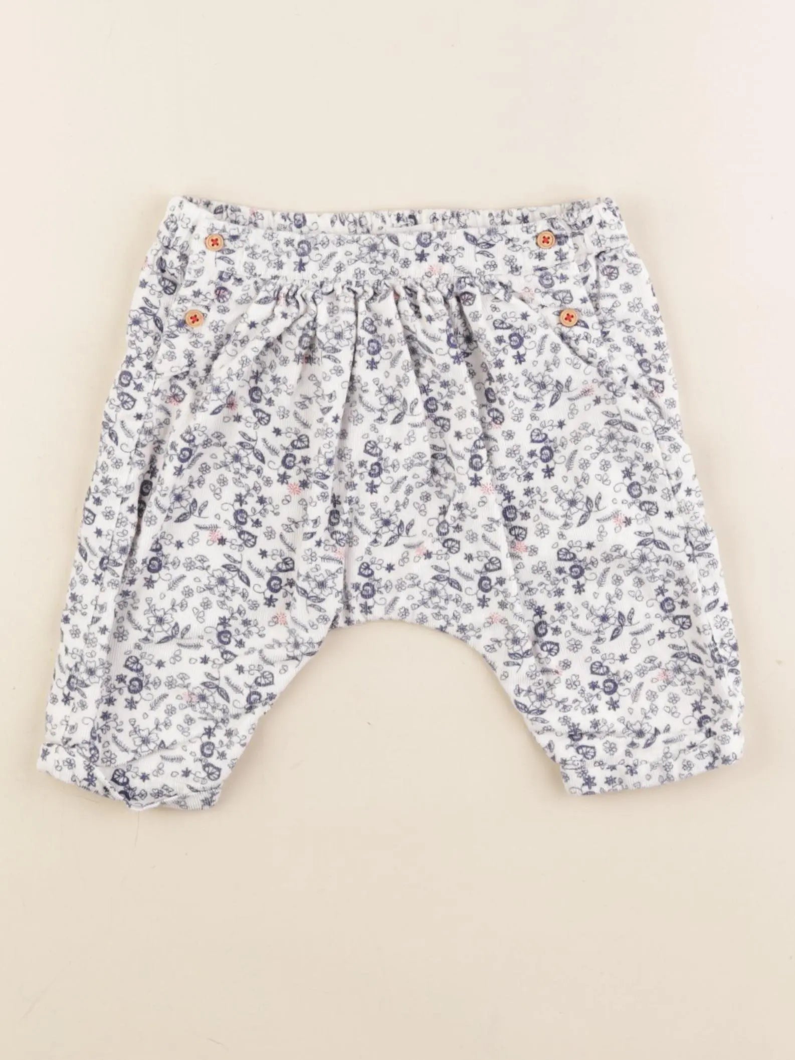 Boutchou - pantalon blanc, bleu - 3 mois