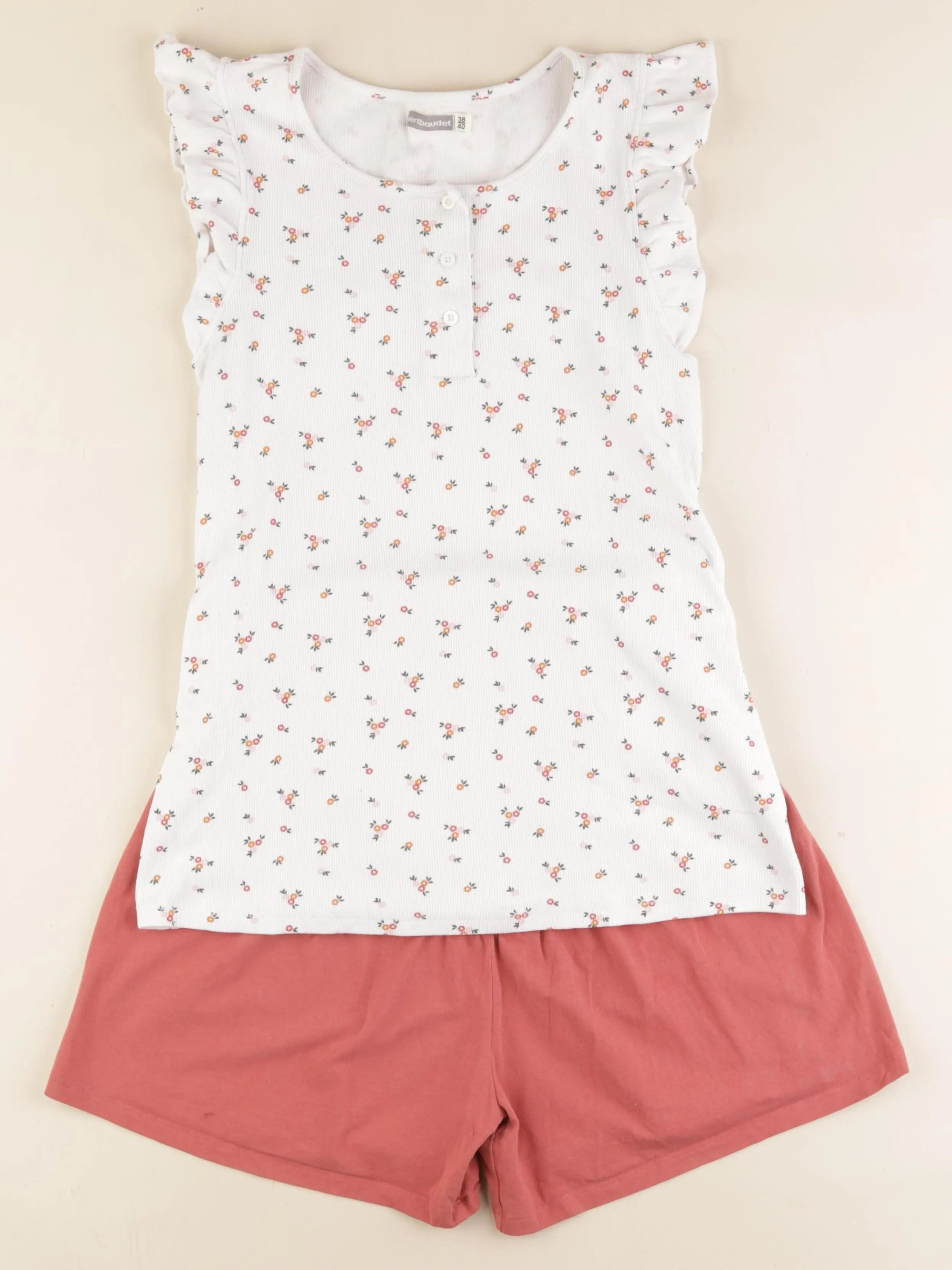 Vertbaudet - pyjama grossesse coton blanc, rouge - 38 à 40