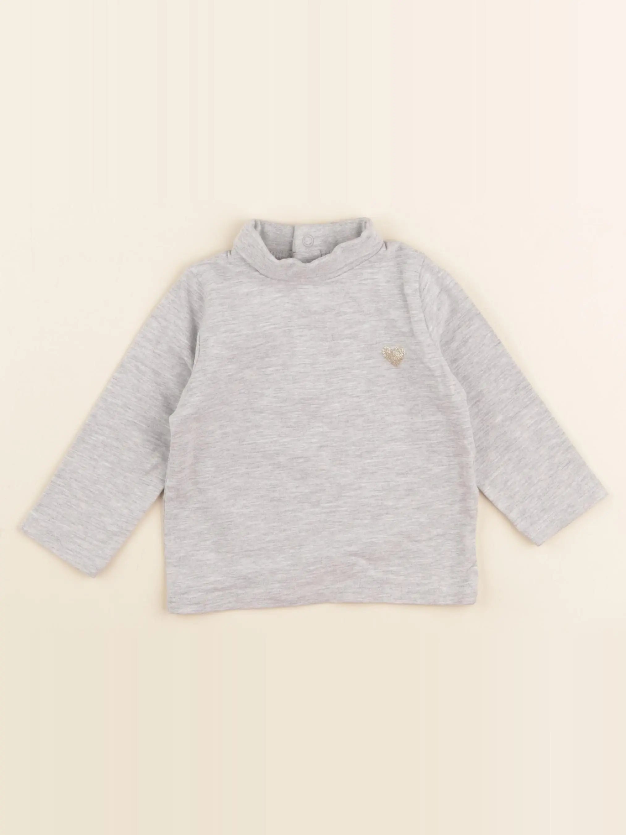 Vertbaudet - sous-pull gris, or - 6 mois