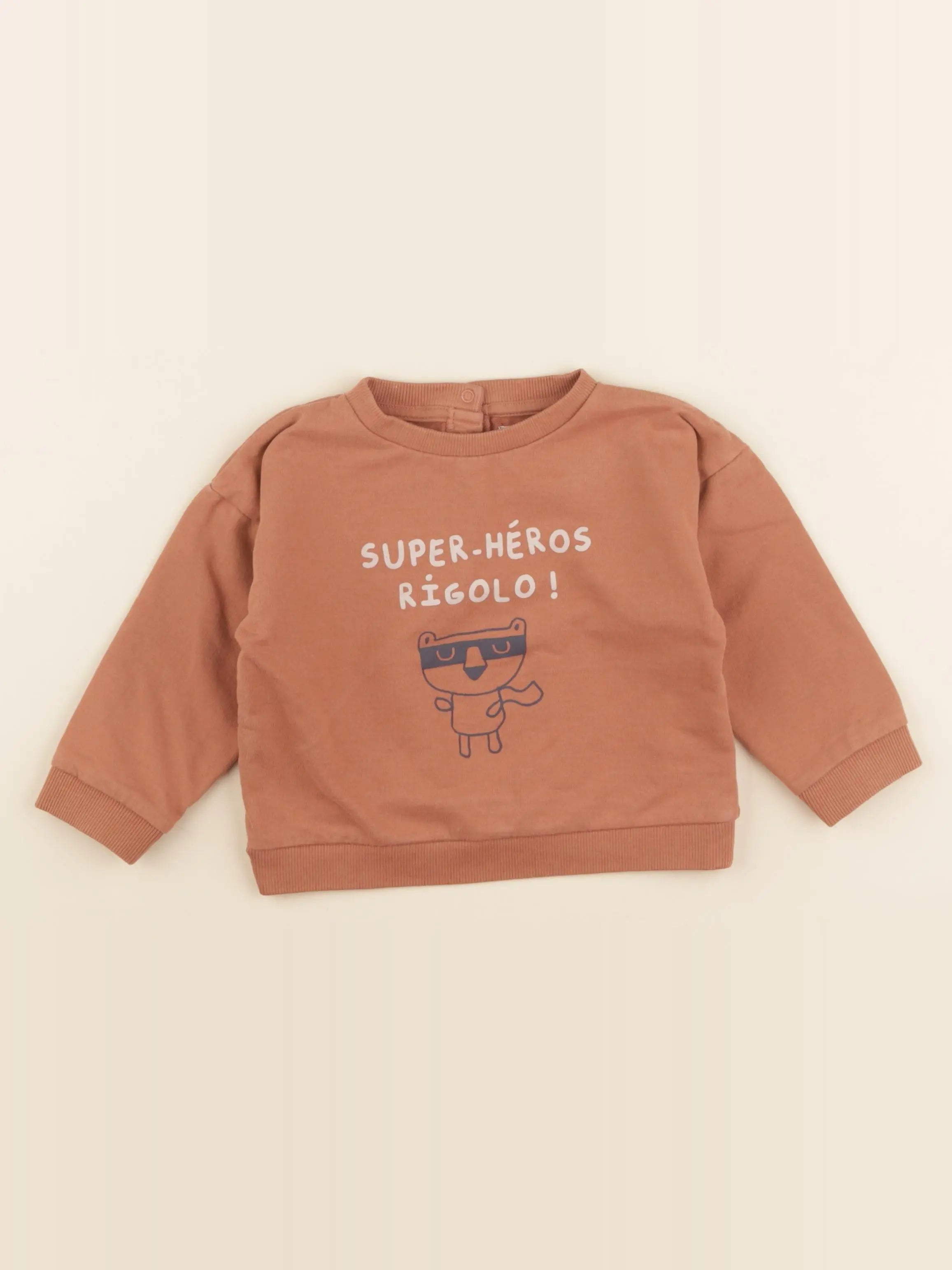 Vertbaudet - sweat marron - 24 mois