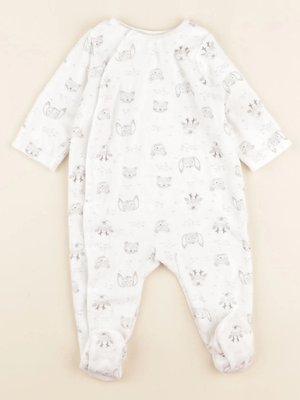 Tape à l'oeil - pyjama velours blanc - 6 mois