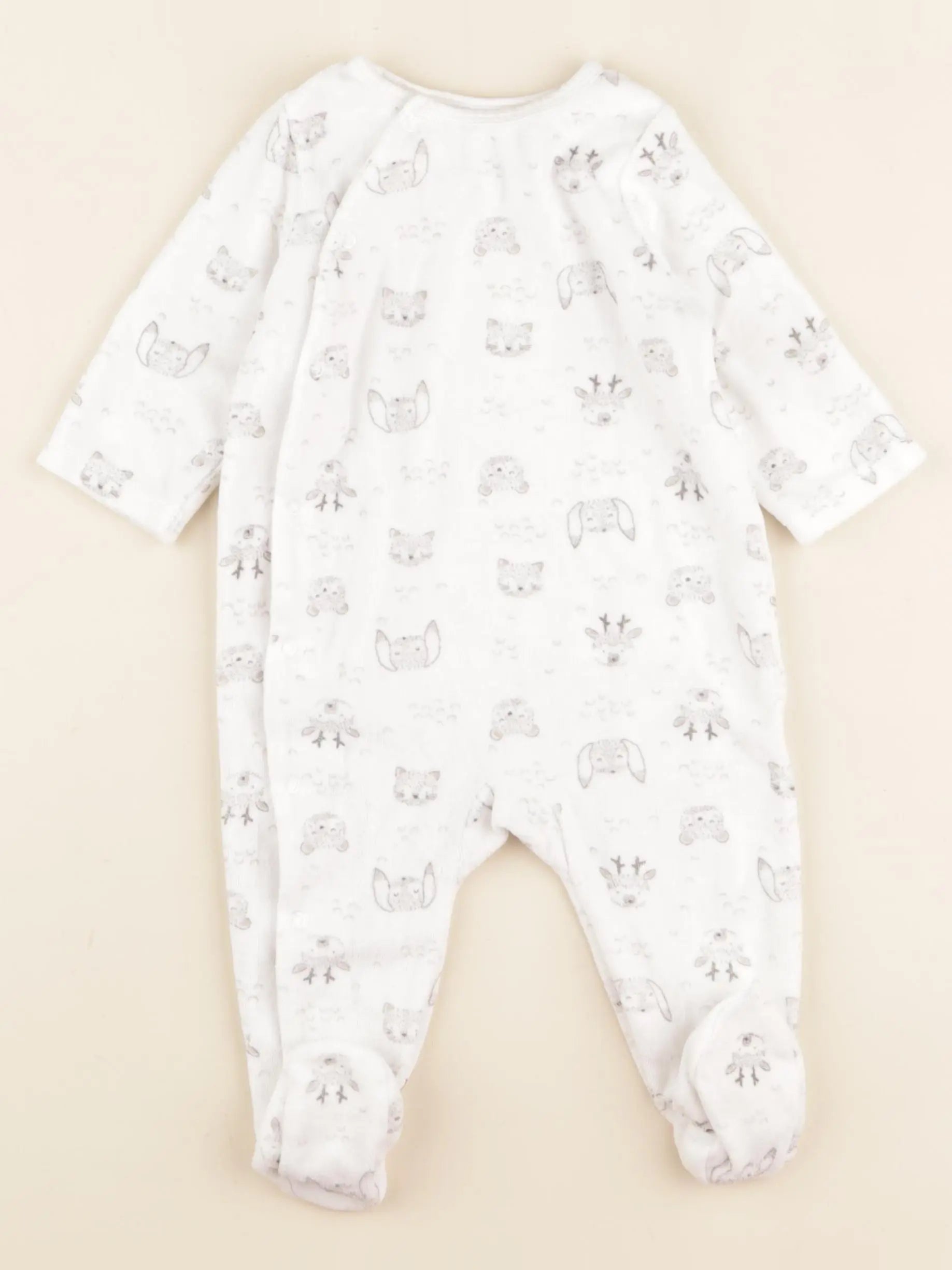 Tape à l'oeil - pyjama velours blanc - 6 mois