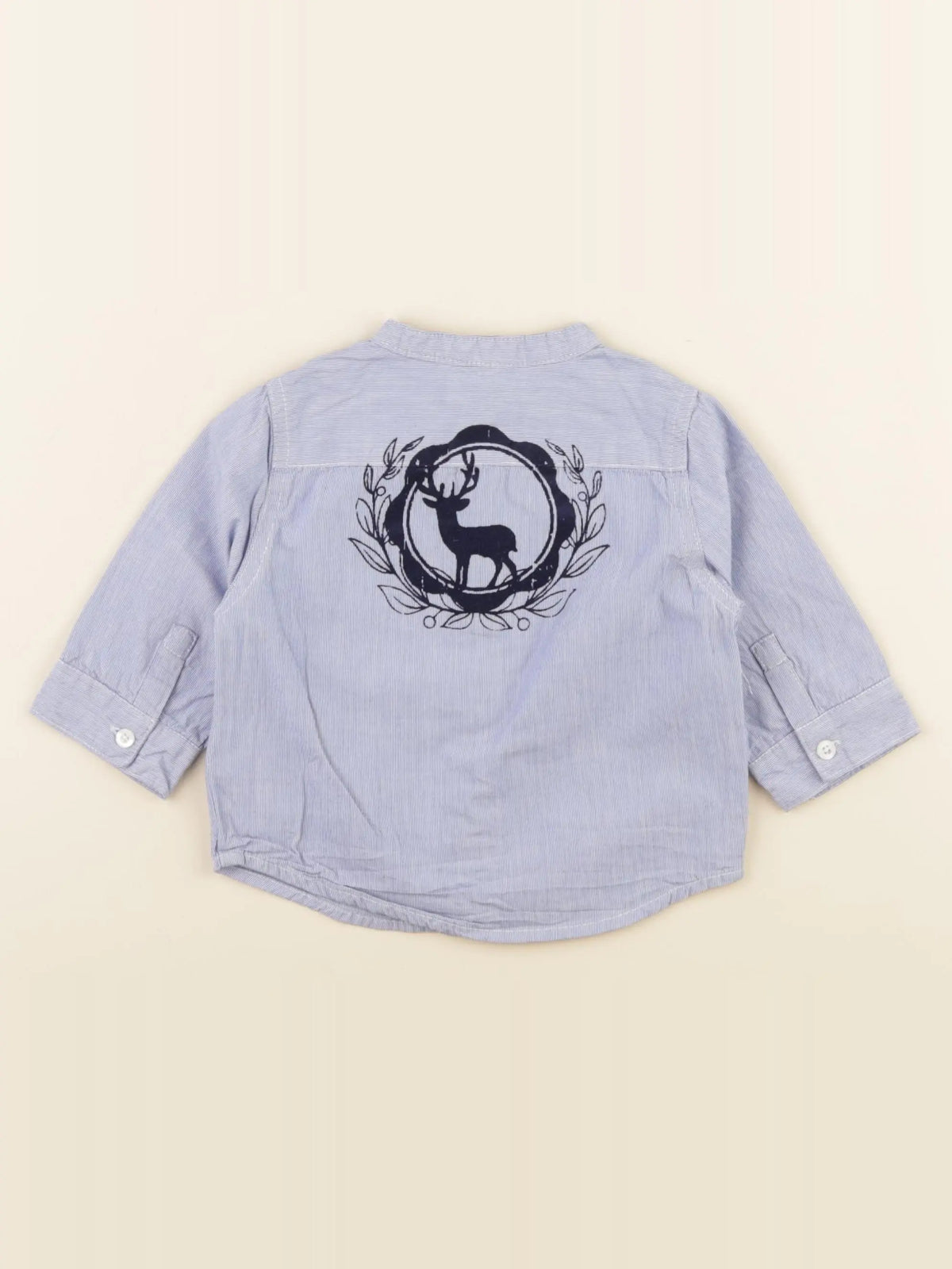 Vertbaudet - chemise imprimé au dos bleu - 9 mois