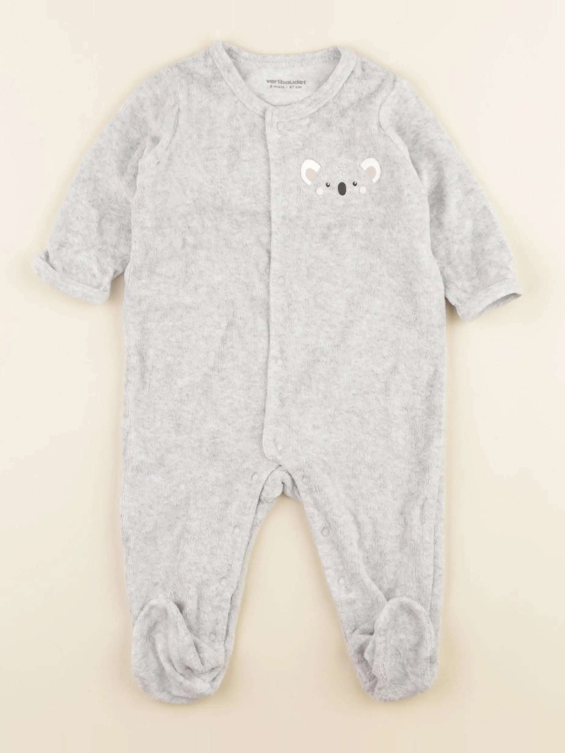 Vertbaudet - pyjama velours gris - 6 mois