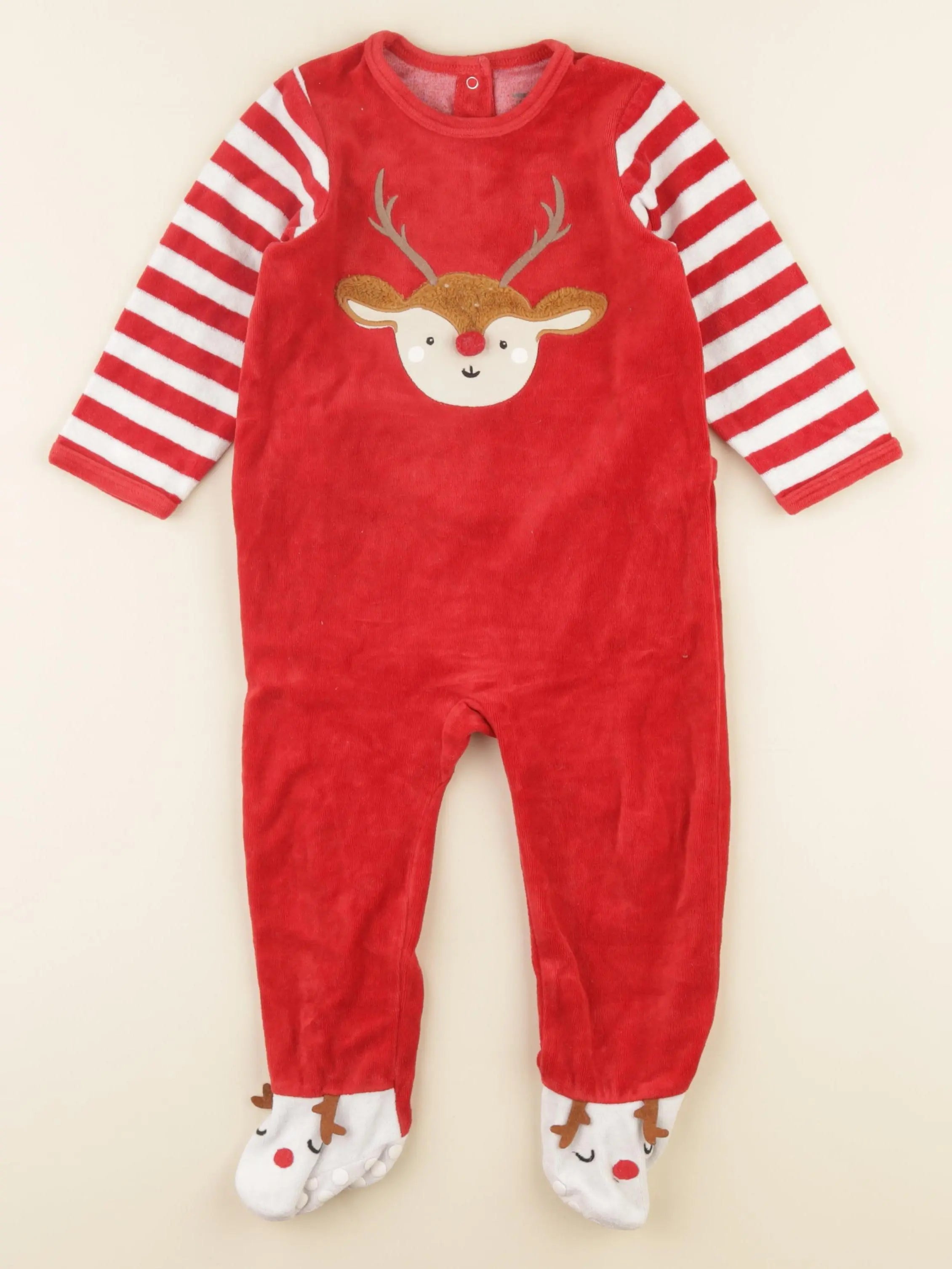 Vertbaudet - pyjama velours rouge - 18 mois