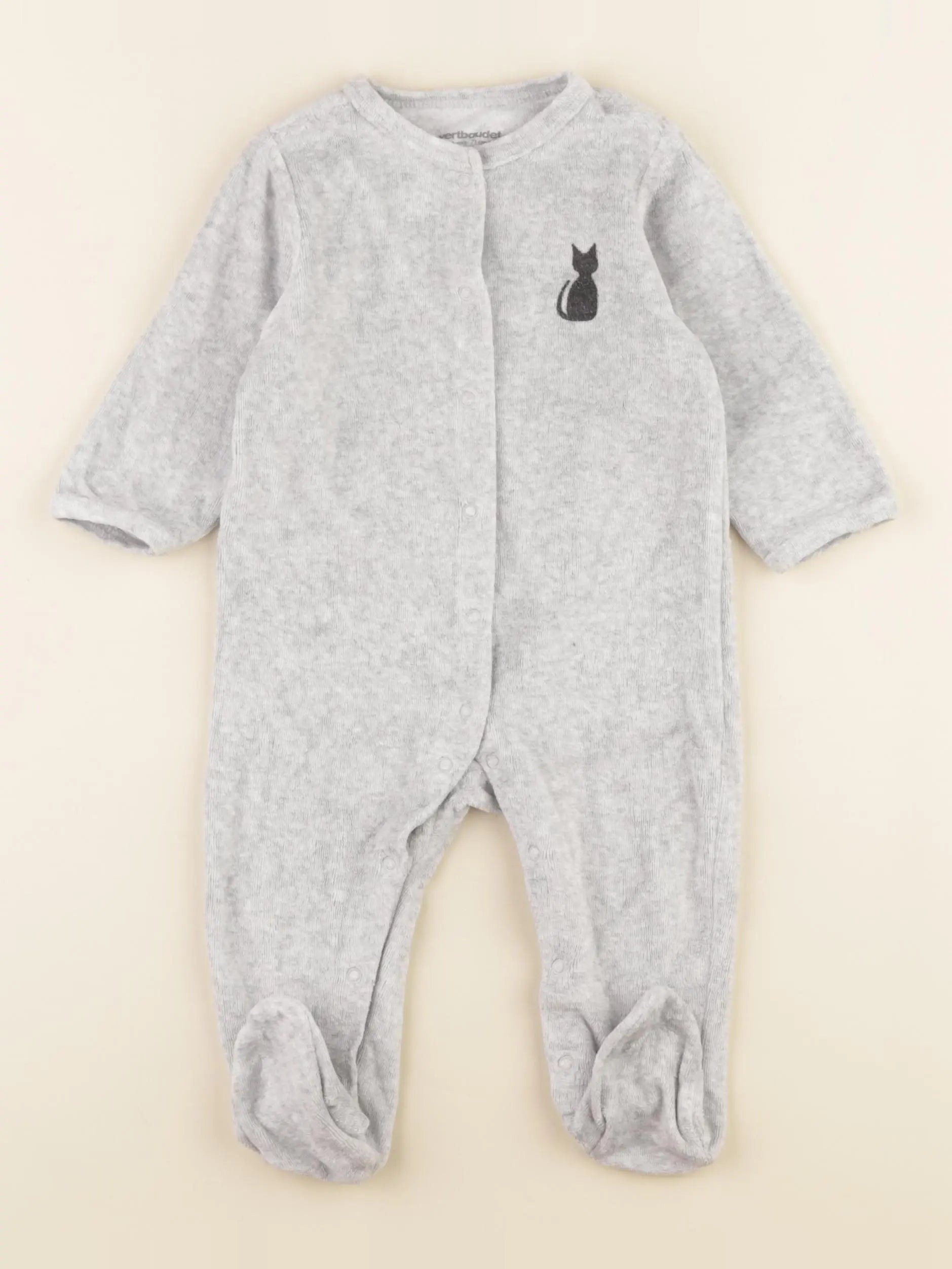Vertbaudet - pyjama velours gris - 9 mois