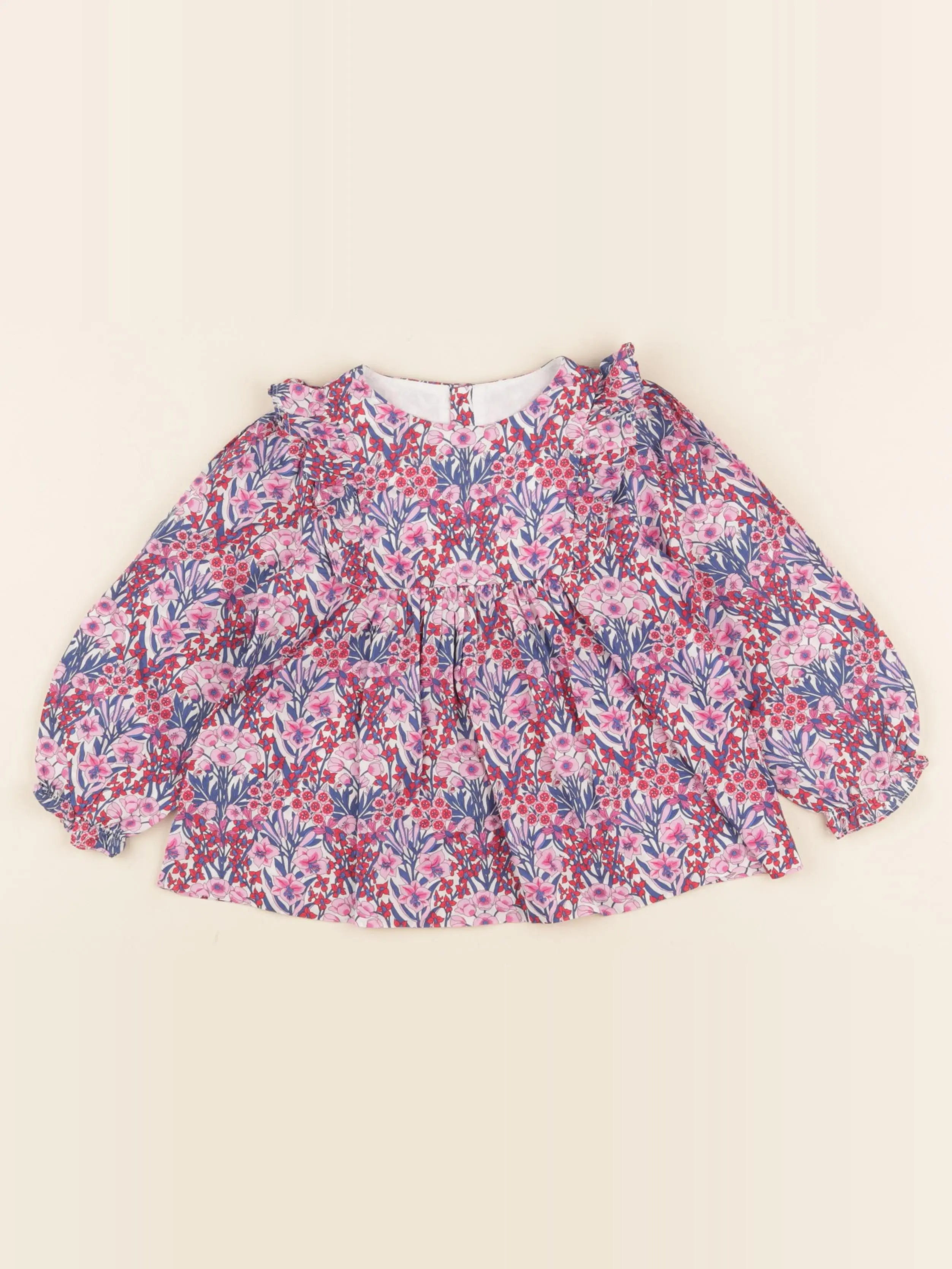 Jacadi - blouse liberty bleu, rose - 36 mois